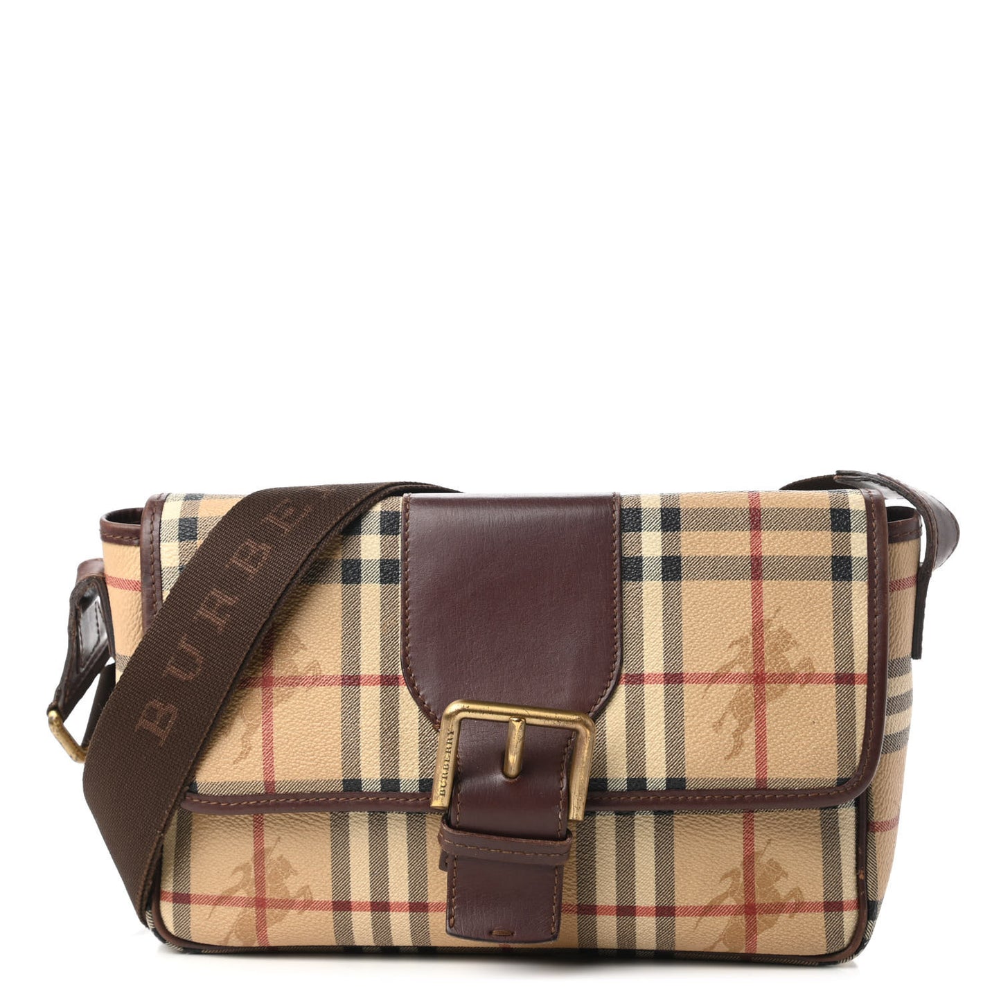 Haymarket Check Buckle Crossbody Bag Brown