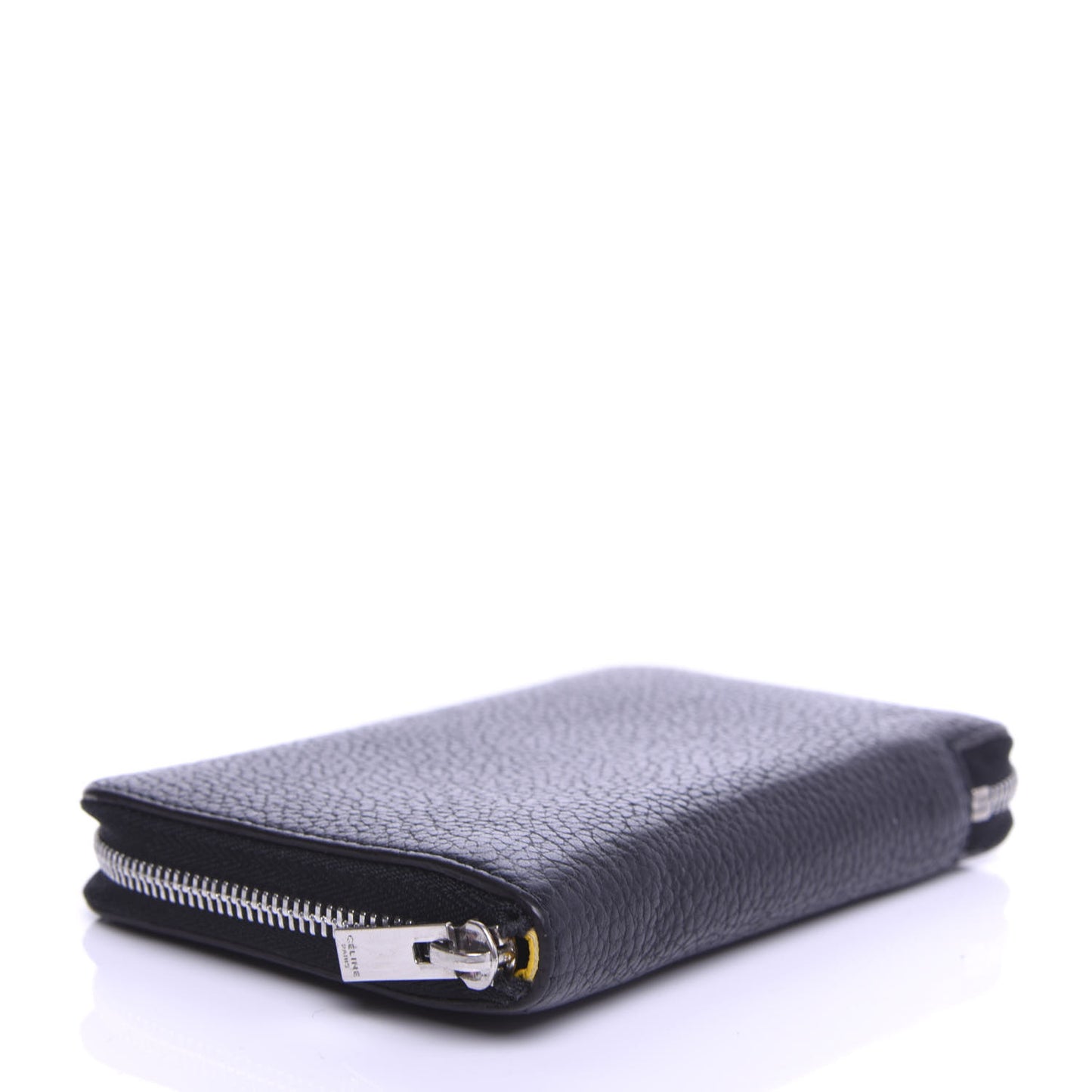 Drummed Calfskin Zip Around Multifunction Wallet Black Citron