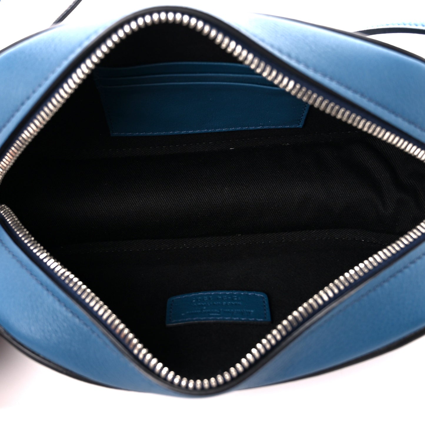 Calfskin Double Gancio Crossbody Bag Denim