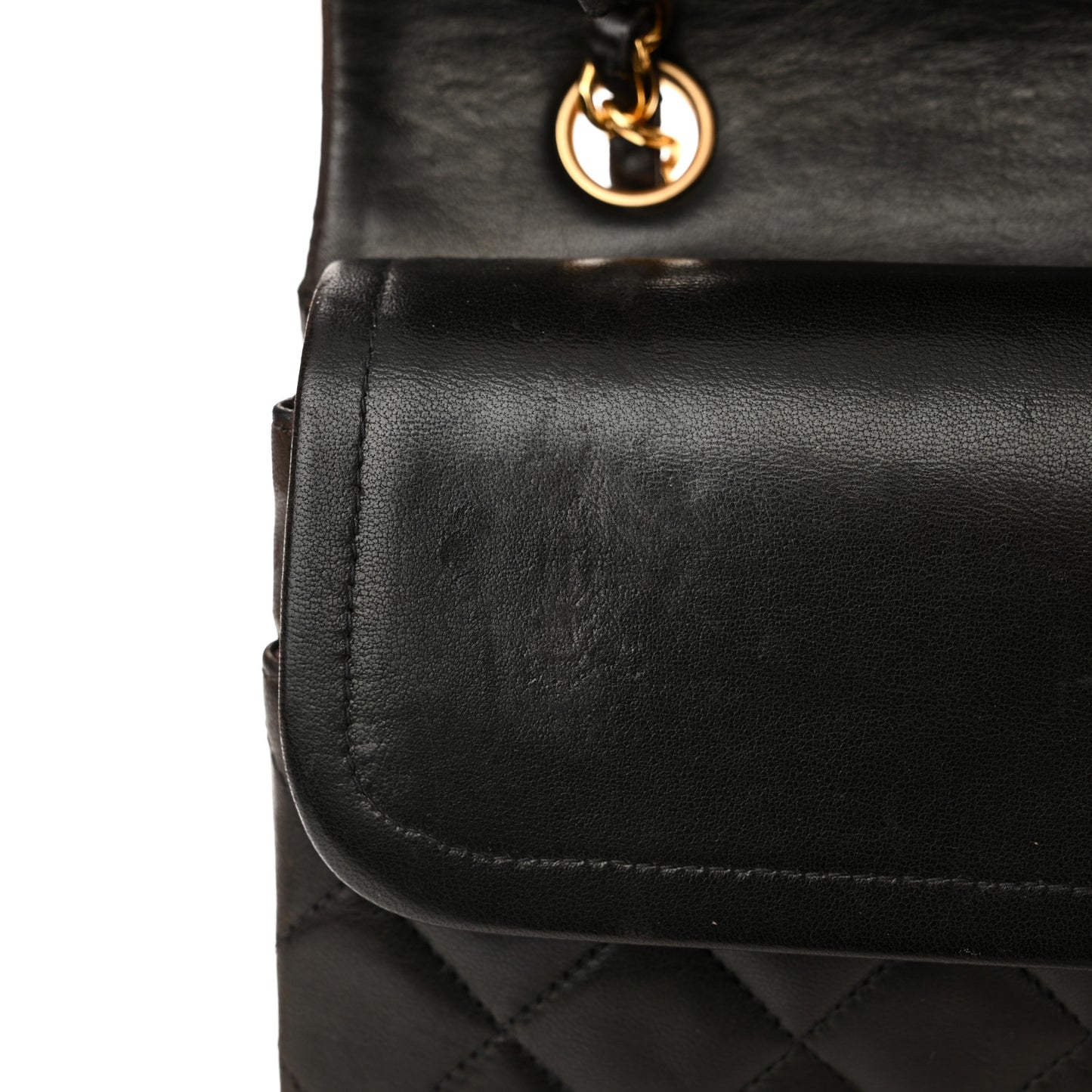 Lambskin Quilted Medium Double Flap Dark Brown