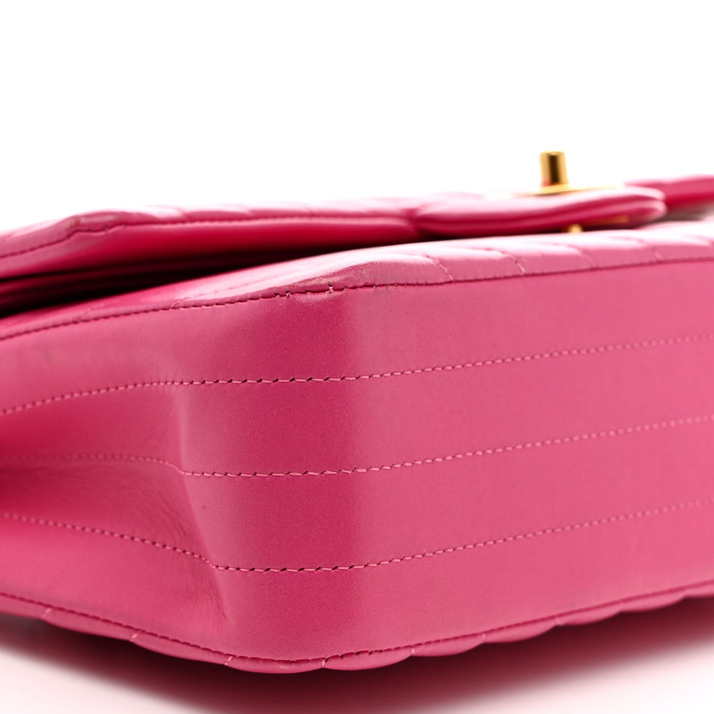 Lambskin Chevron Quilted Medium Double Flap Dark Pink