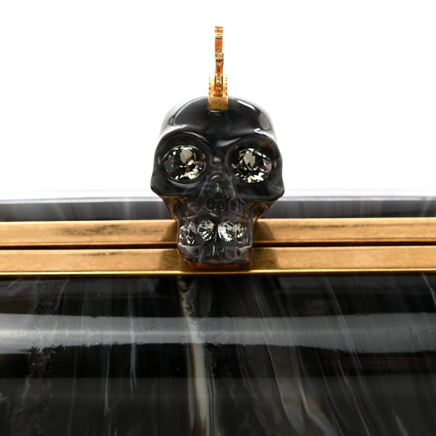 PVC Marble Skull Box Clutch Black Multicolor