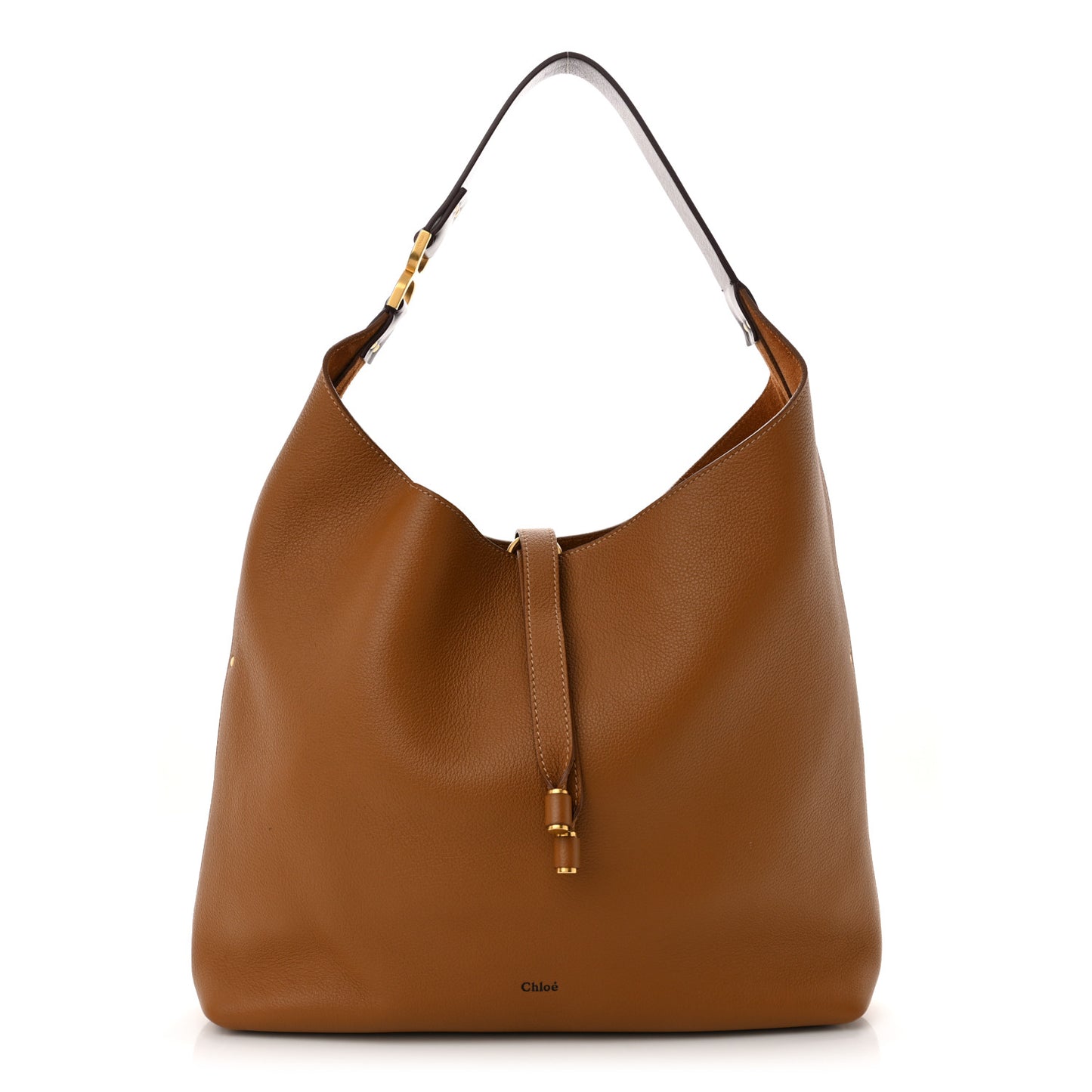 Grained Calfskin Marcie Hobo Bag Pottery Brown