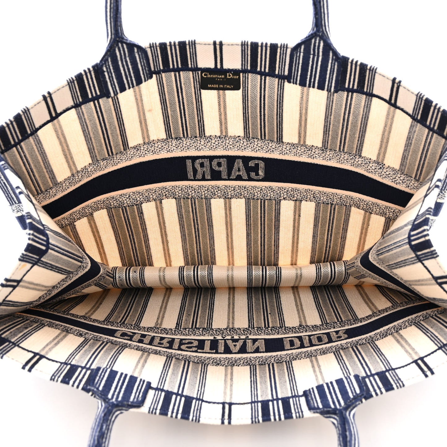 Canvas Embroidered Forte Dei Marmi Striped Book Tote Blue