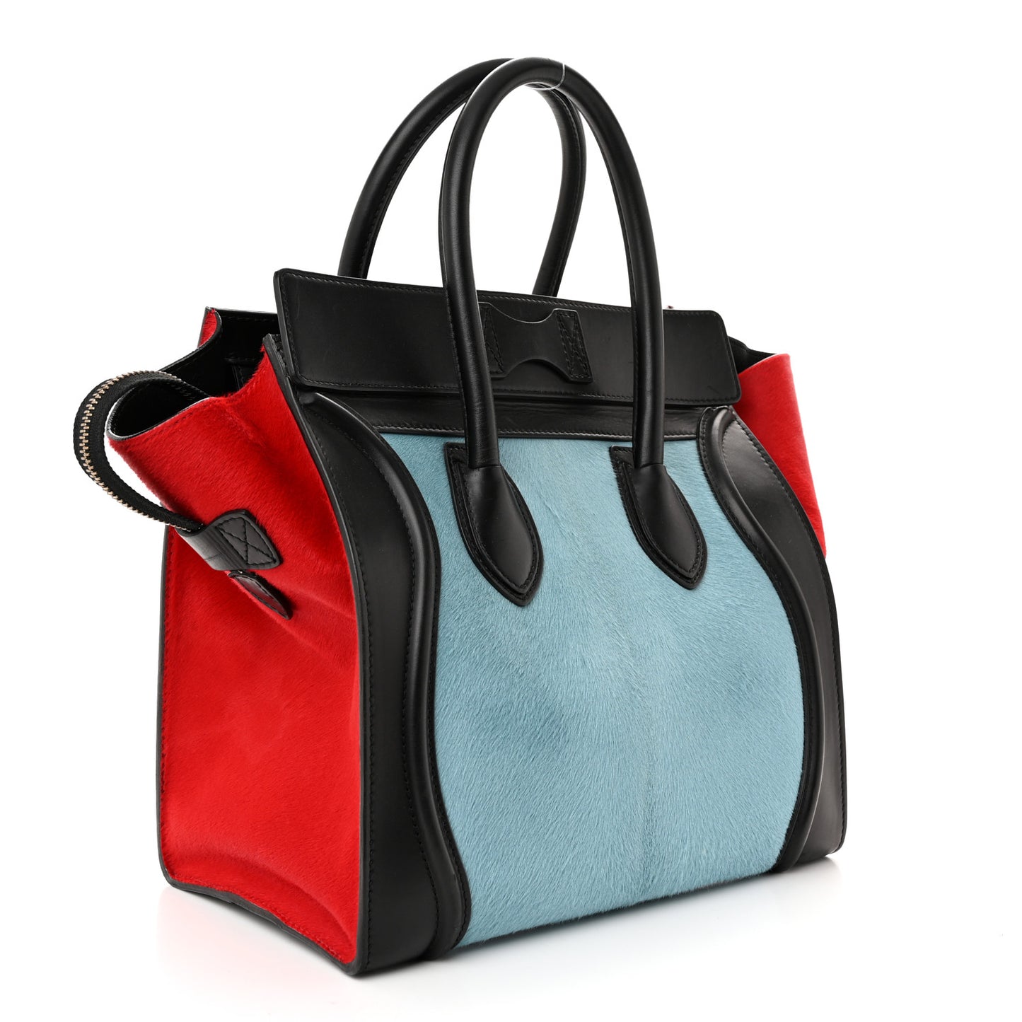 Pony Hair Mini Tri-Color Luggage Glacier Red Black