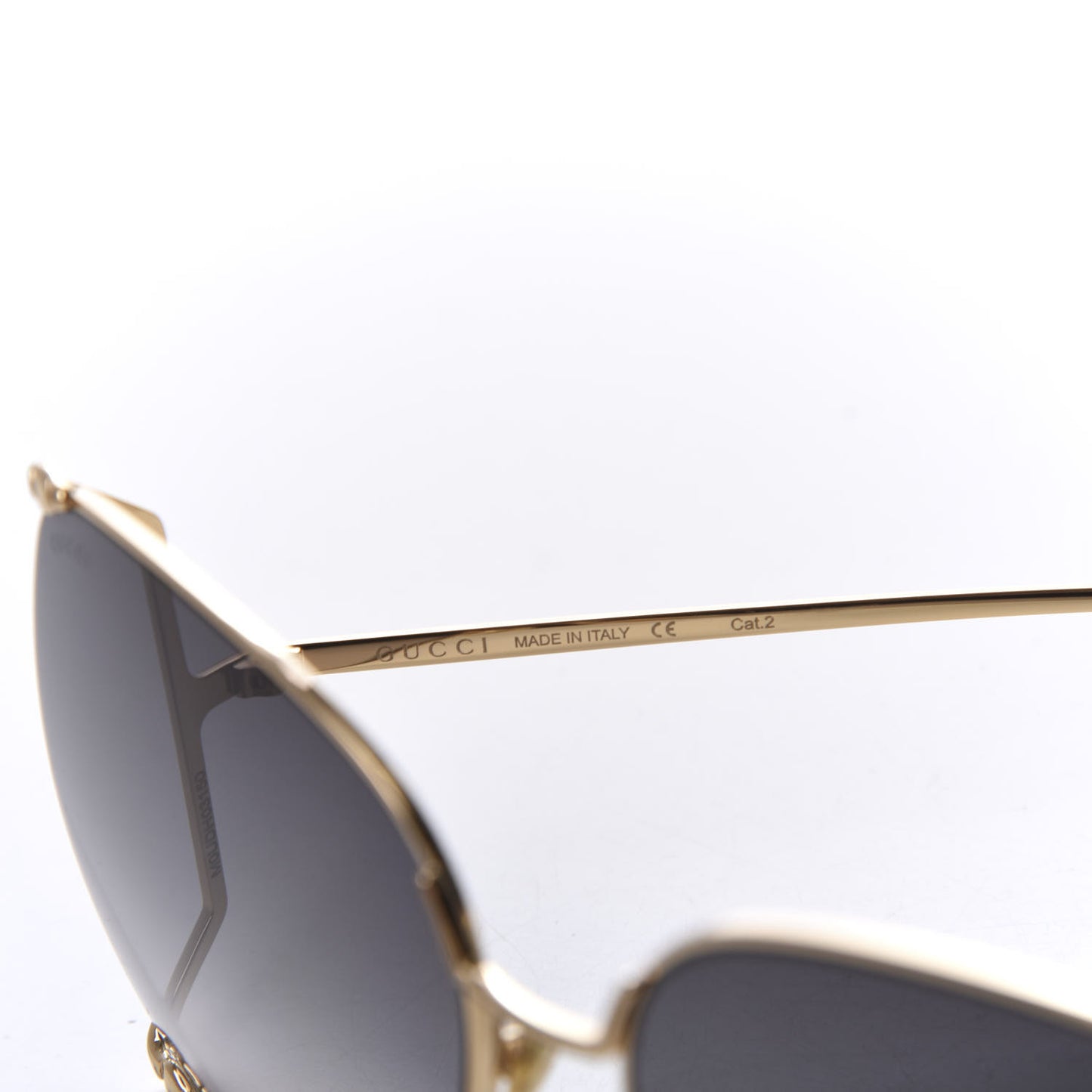 Oversized Round Sunglasses GG0252S Gold Grey