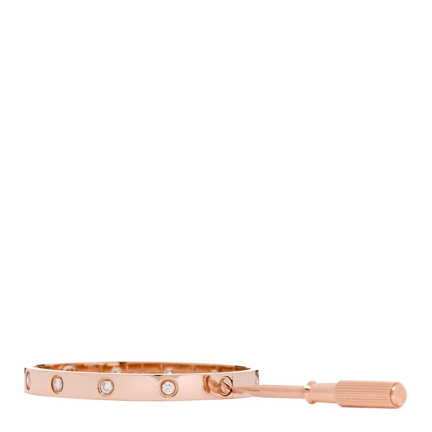 18K Pink Gold 10 Diamond LOVE Bracelet 17