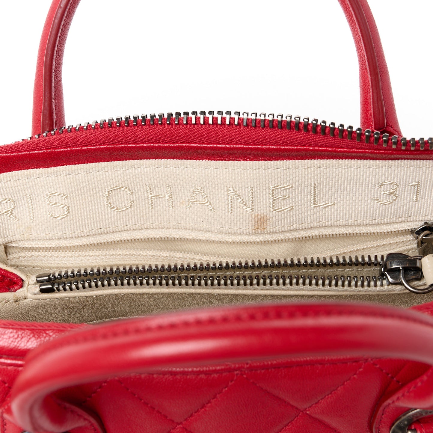 Shiny Sheepskin Quilted Small Shopping Tote Red