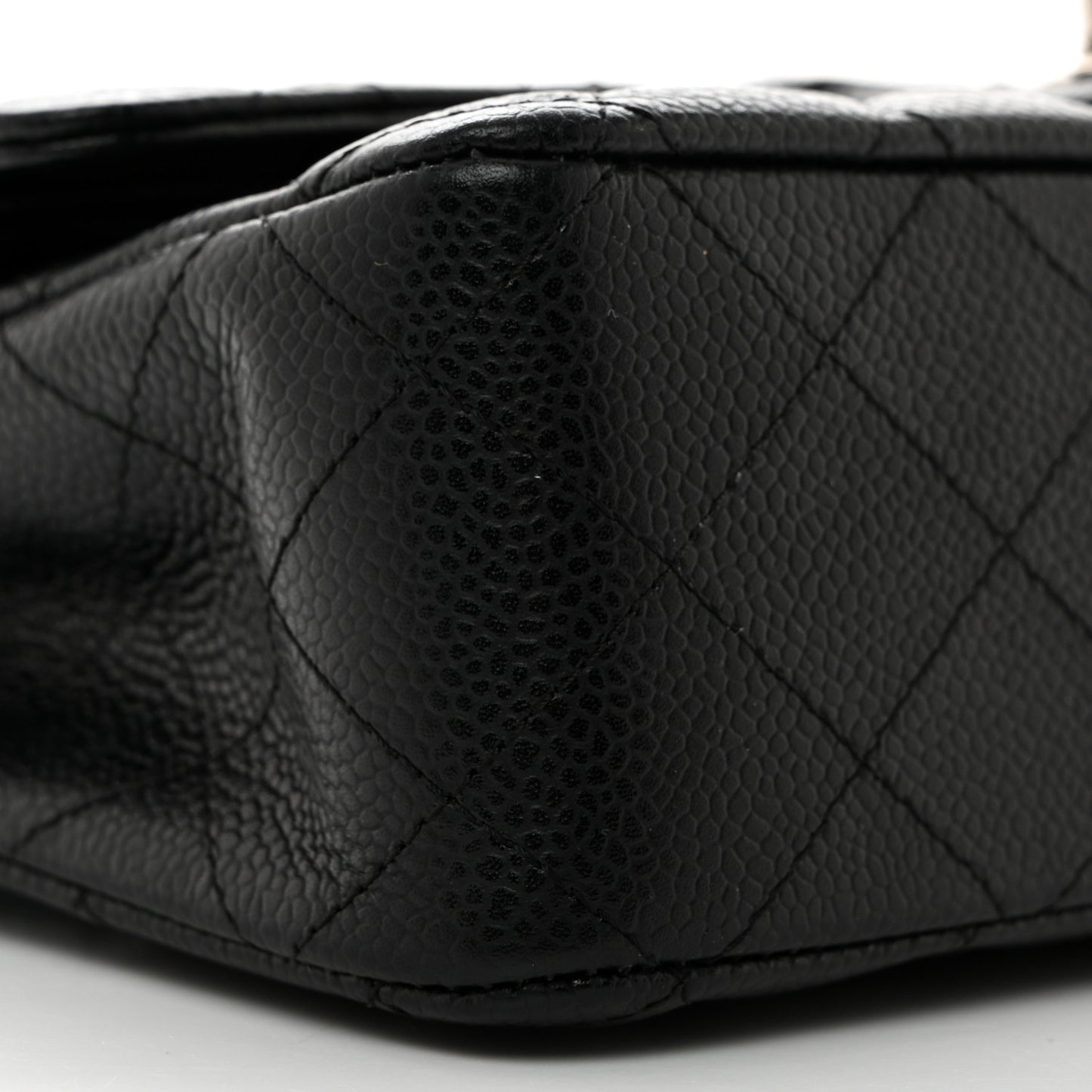 Caviar Quilted Medium Double Flap Black