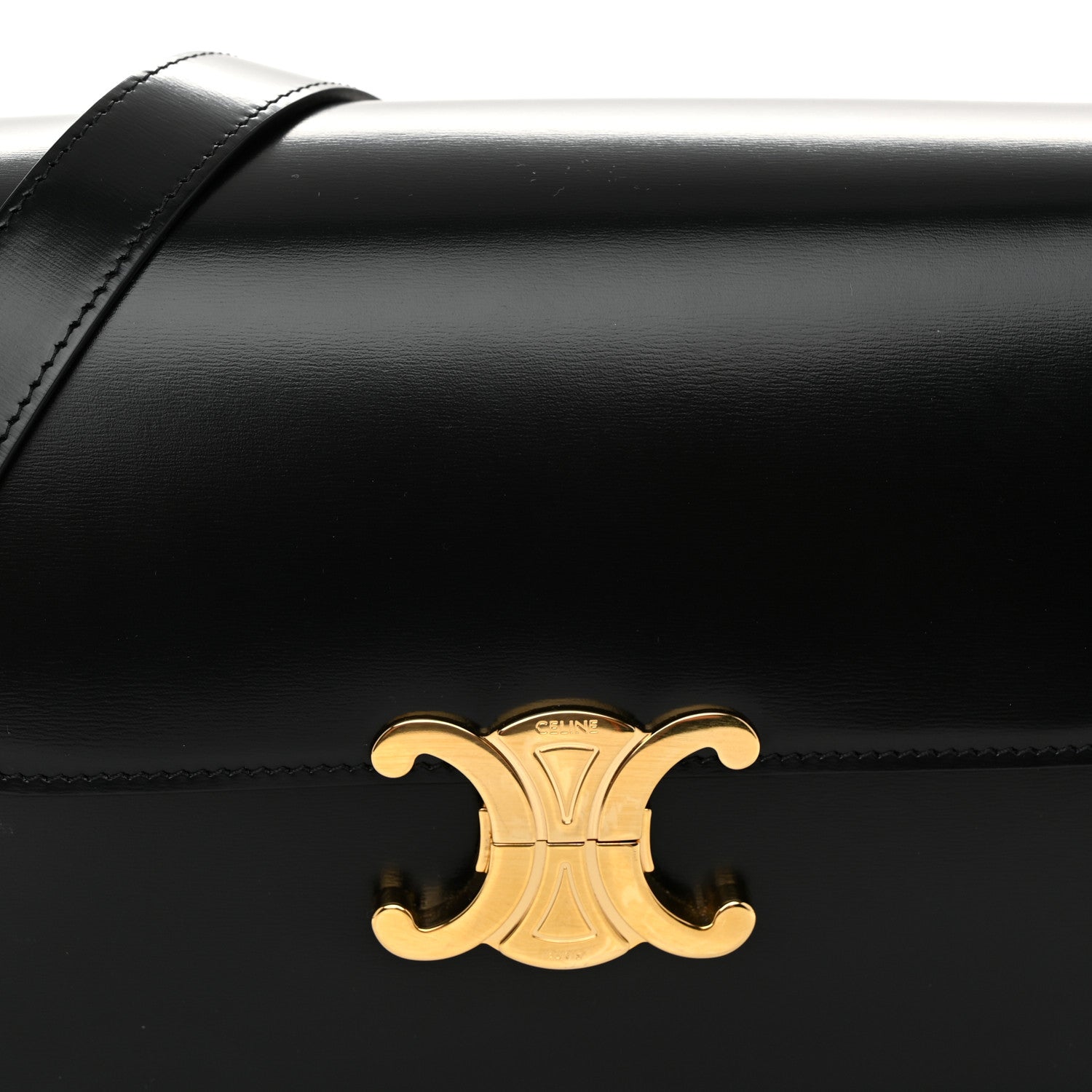 Celine Shiny Calfskin Medium Triomphe Black 8 of 11