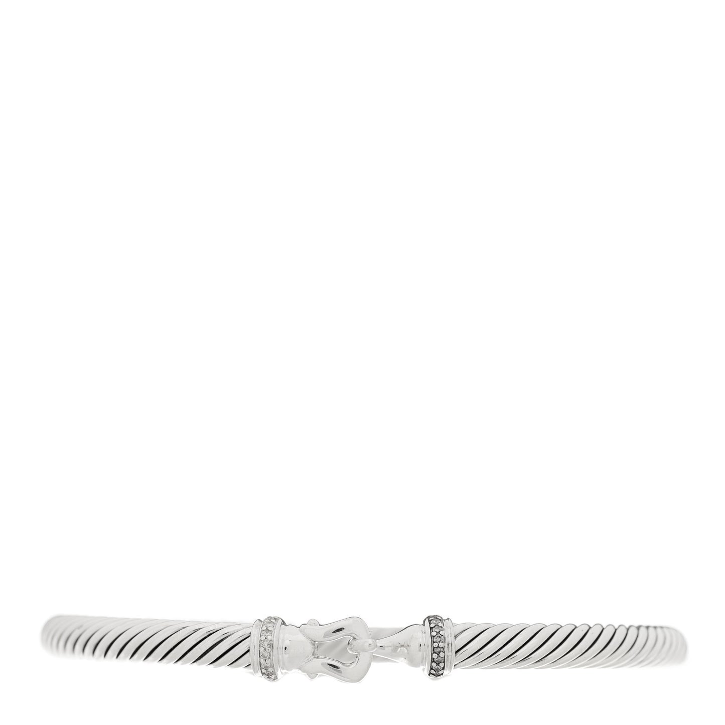 Sterling Silver Diamond 5mm Cable Buckle Bracelet