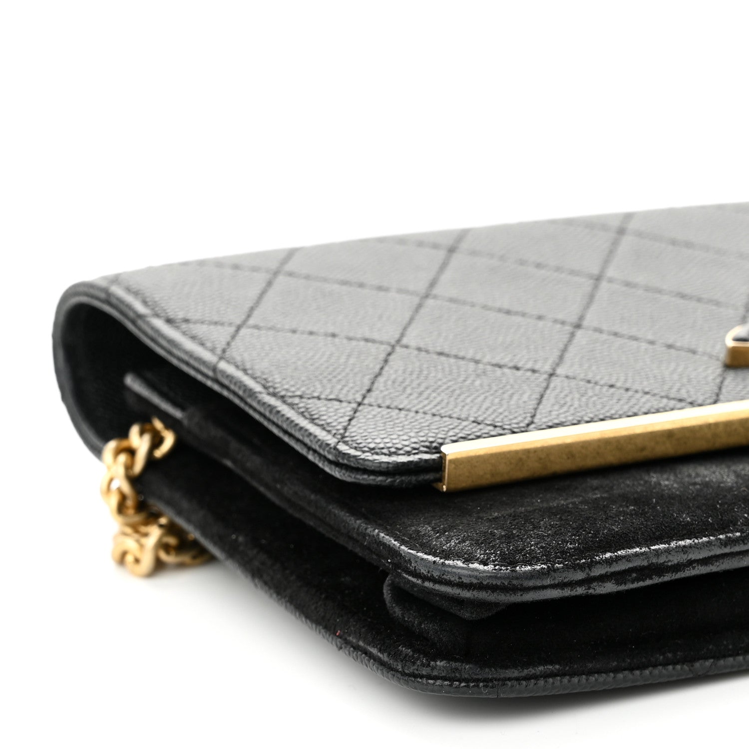 Chanel Caviar Suede Stitched Lady Coco Wallet On Chain WOC Black 10 of 12