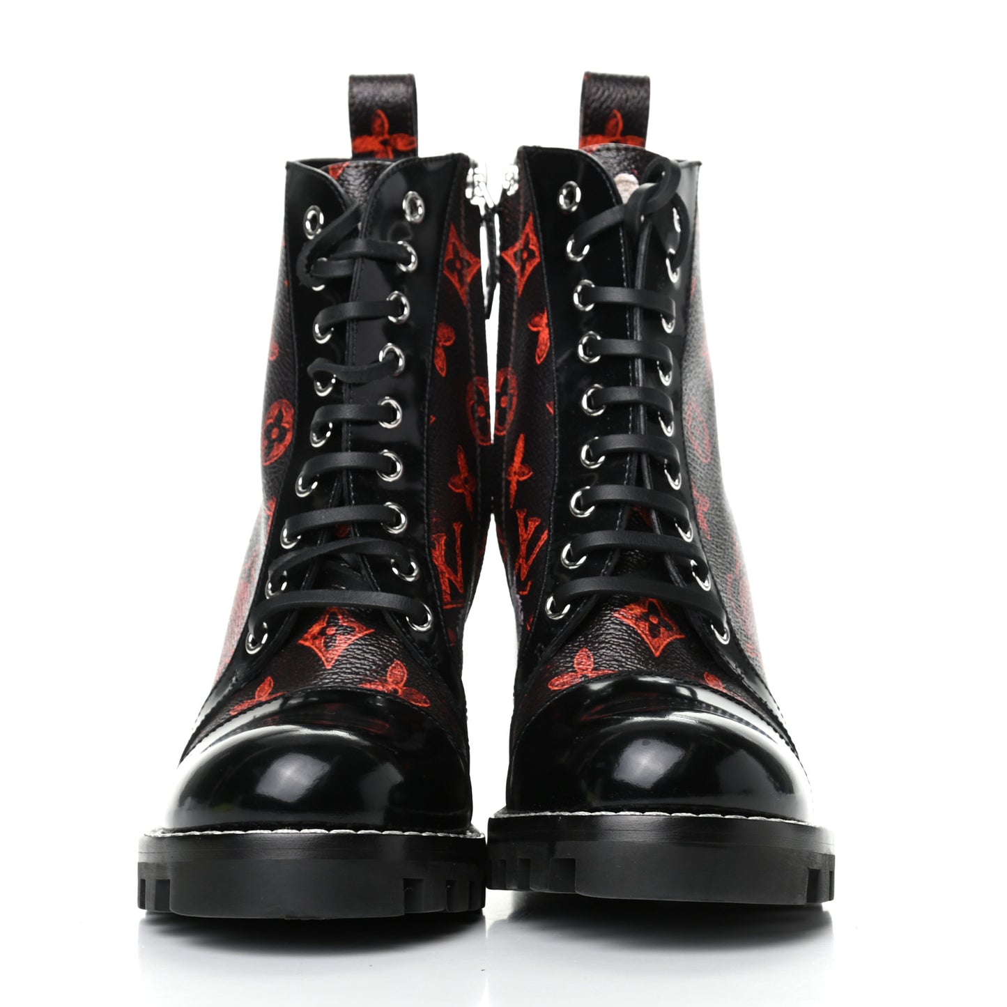 Patent Calfskin Catogram Star Trail Ankle Boots 37.5 Black Marron