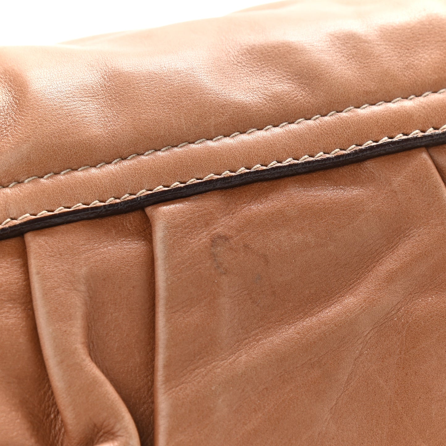 Soft Calfskin Pleated Shoulder Bag Brown