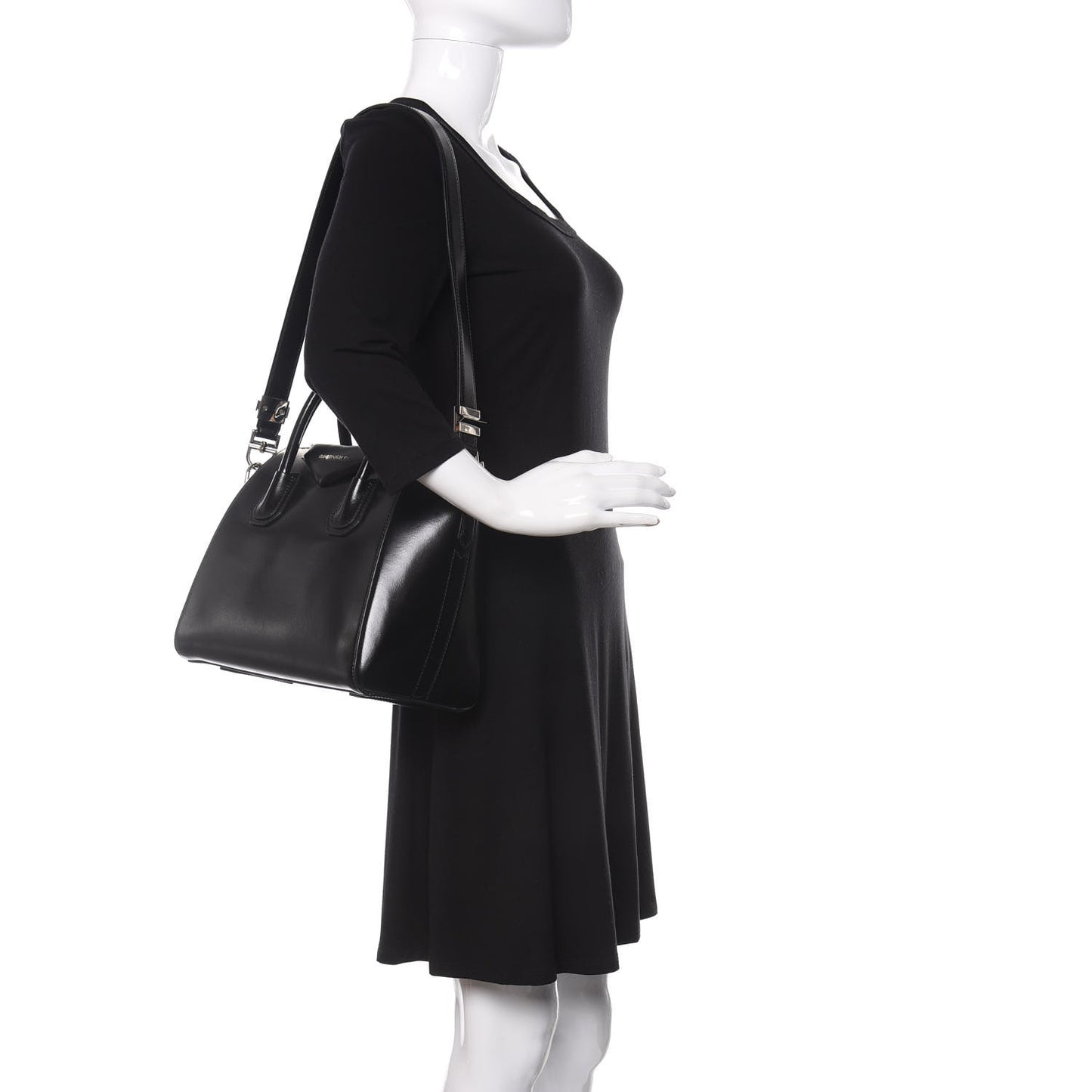 Shiny Lord Calfskin Small Antigona Black