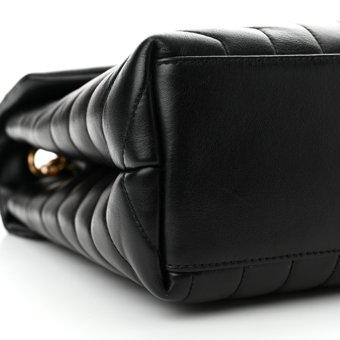 Calfskin Y Quilted Monogram Medium Loulou Chain Satchel Black