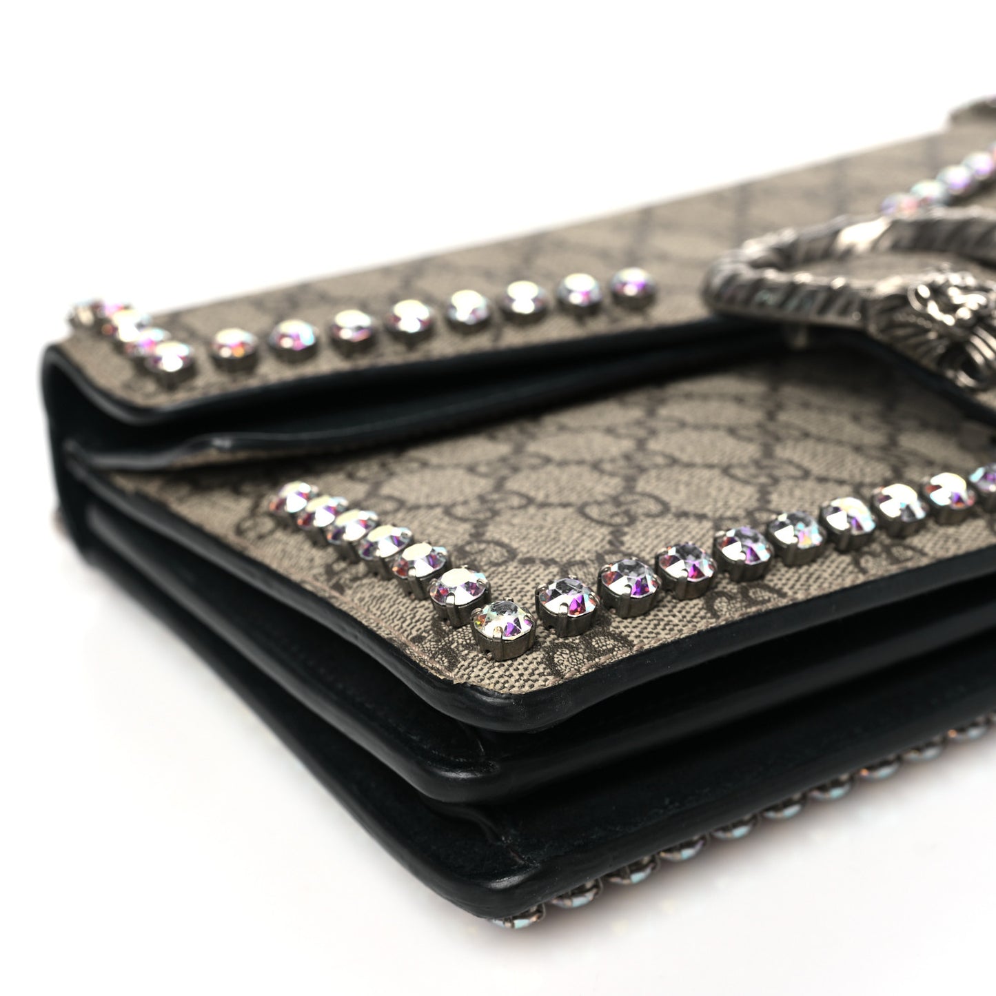 GG Supreme Monogram Crystal Small Dionysus Shoulder Bag Black