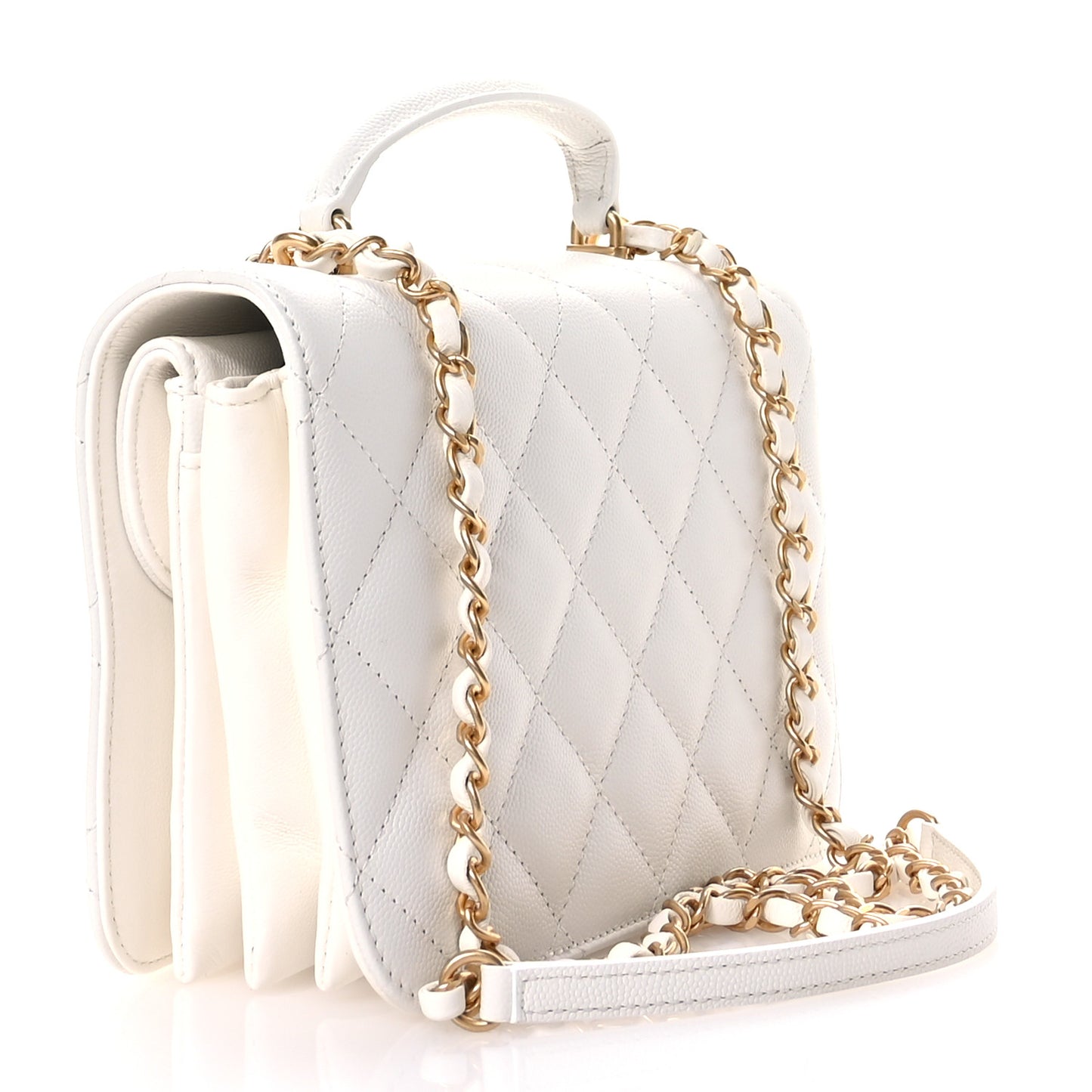 Caviar Quilted Mini Top Handle Flap White