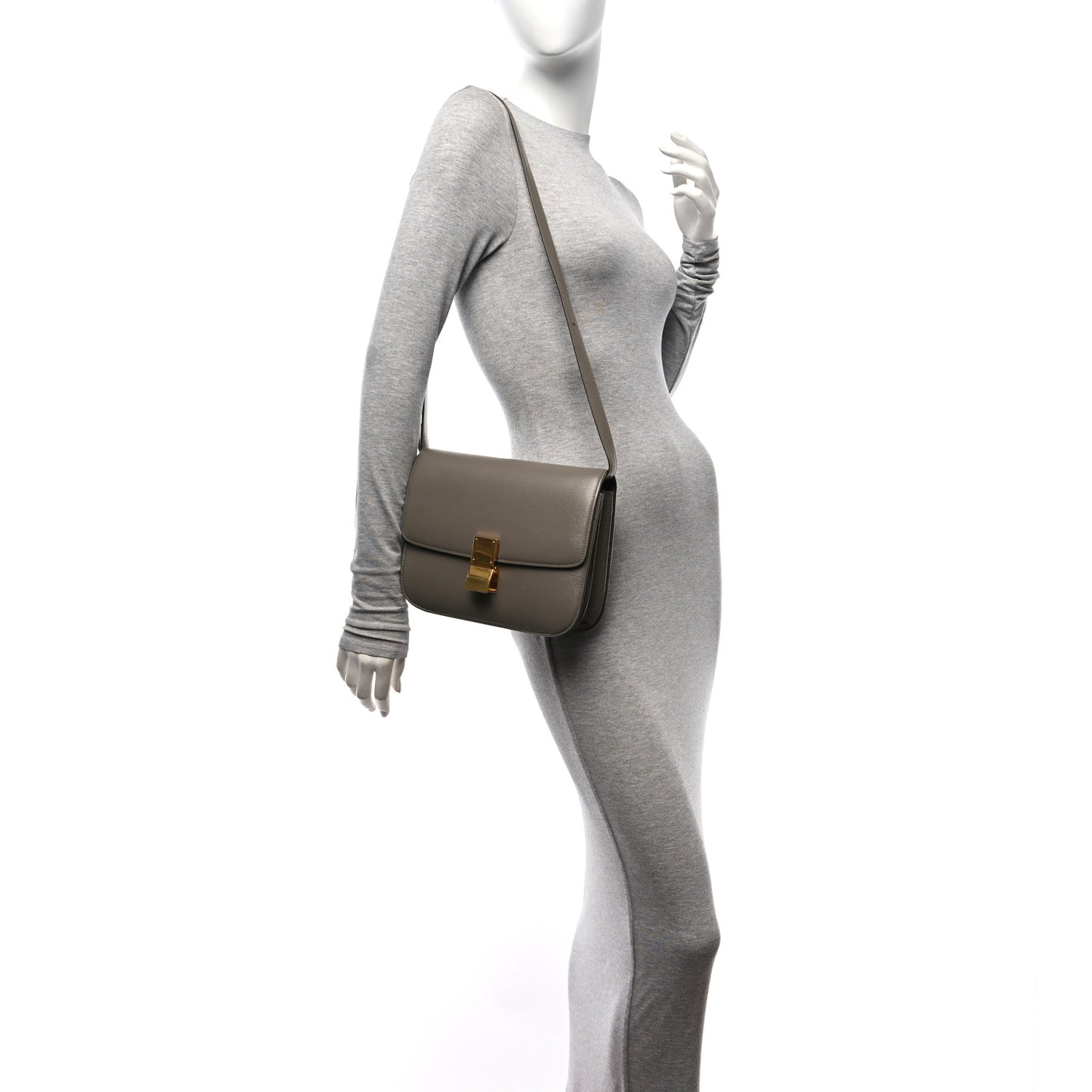 Liege Calfskin Medium Classic Box Flap Bag Souris