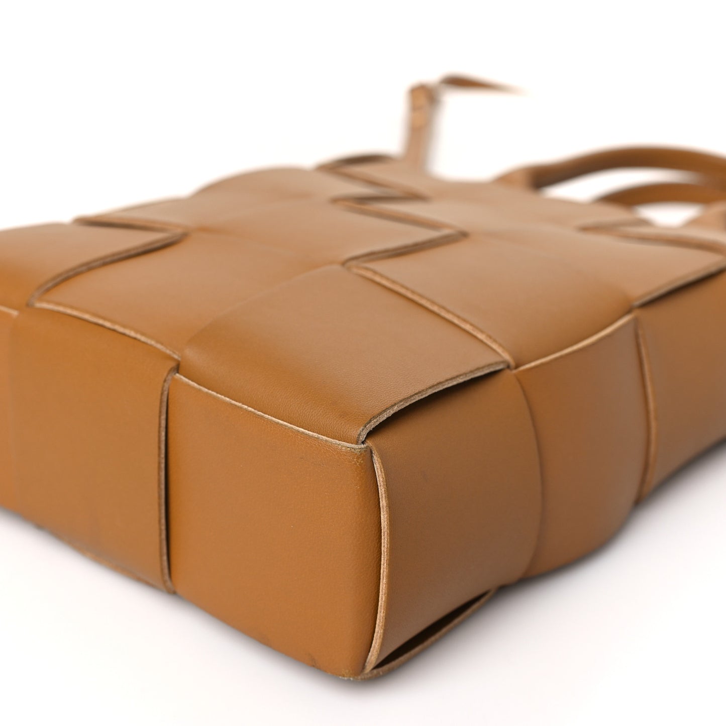 Lambskin Maxi Intrecciato Mini North South Cassette Tote Camel Gold