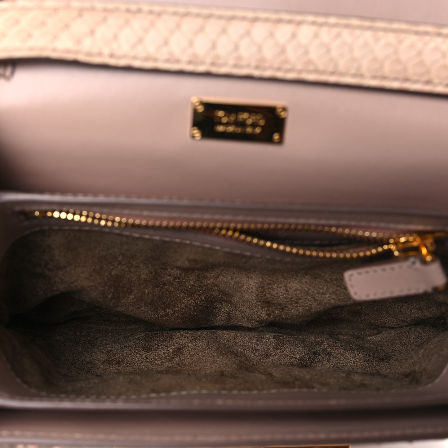 Snakeskin Medium Natalia Shoulder Bag Beige