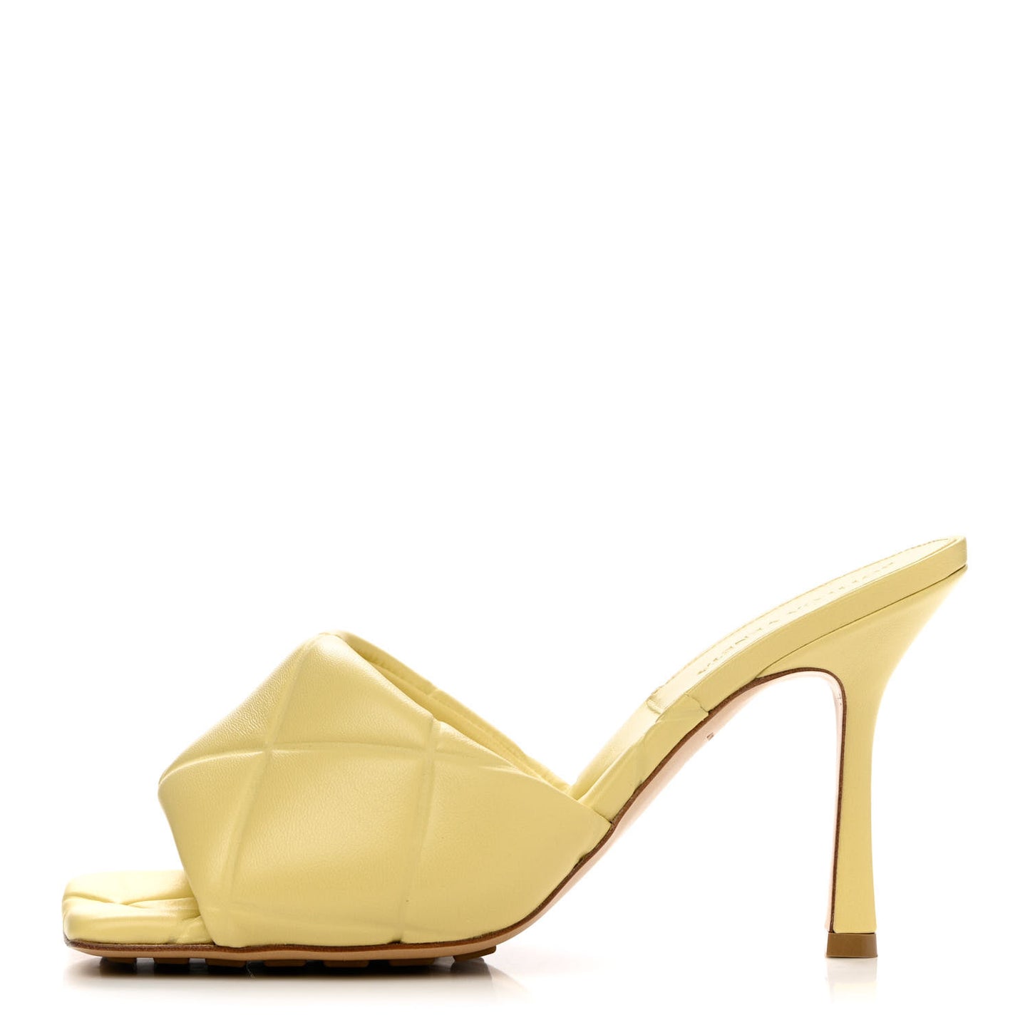 Nappa Quilted Rubber Lido Mule Sandals 38.5 Moon Beam