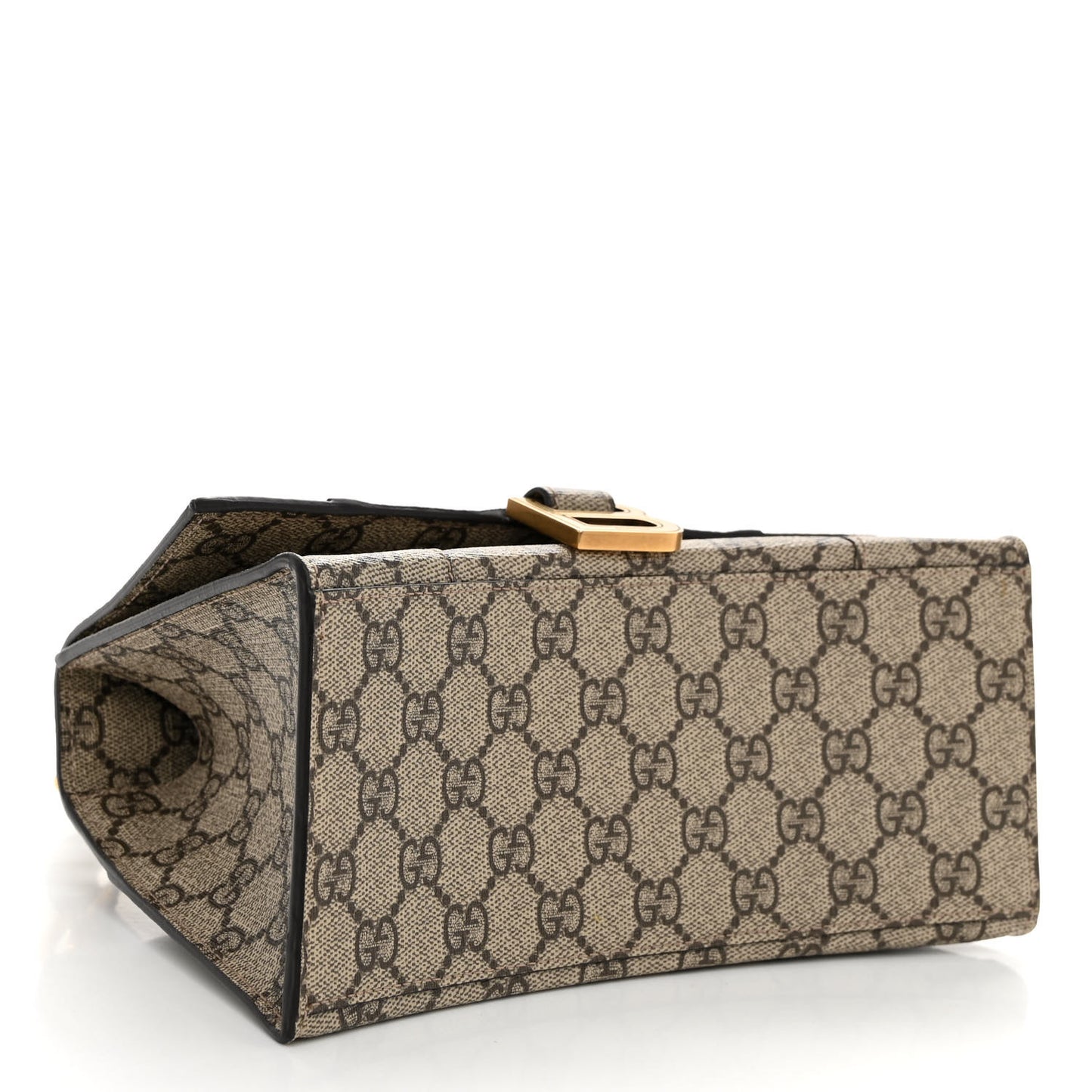 X GUCCI GG Supreme Monogram Small Hourglass Top Handle Bag Beige Ebony