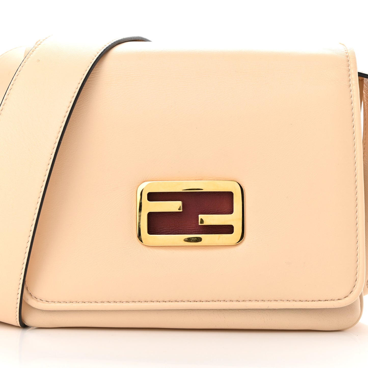Shiny Nappa Small ID Shoulder Bag Papiro Rosso Scuro Miele Scuro
