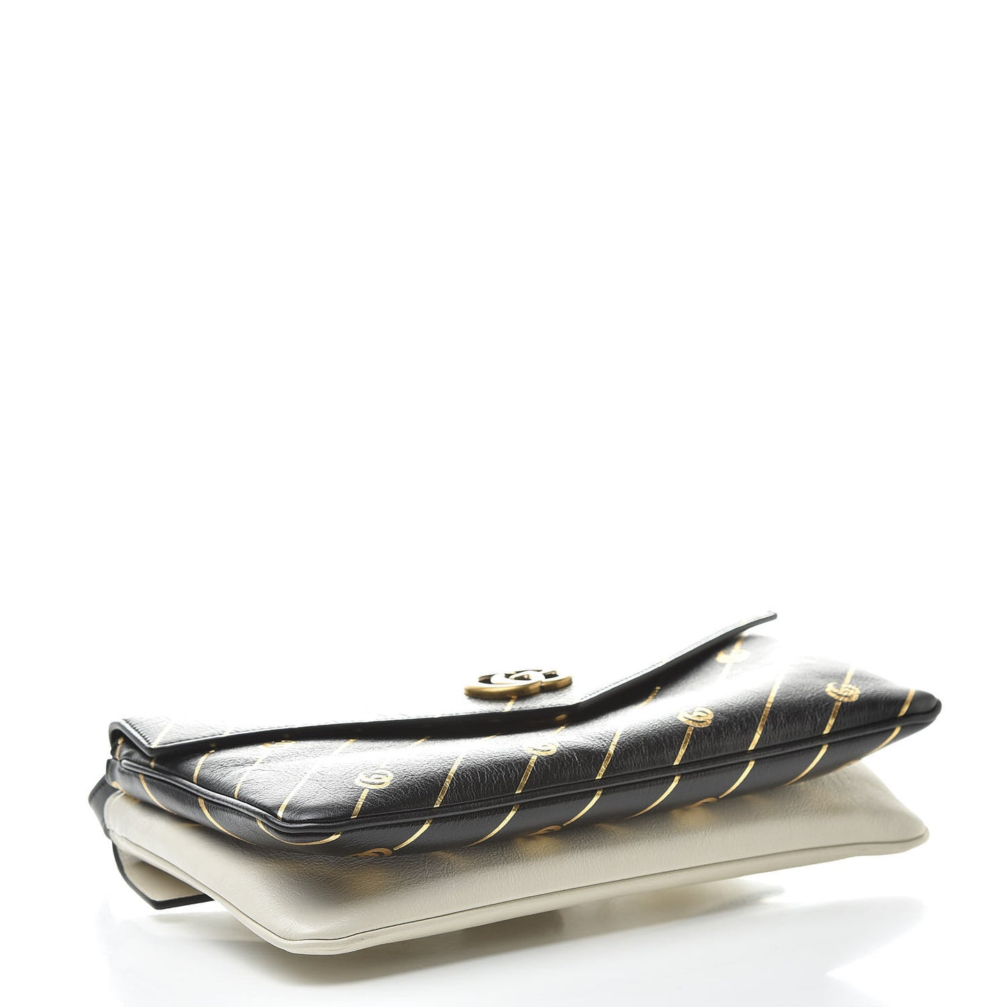 Calfskin Diagonal GG Medium Thiara Double Envelope Shoulder Bag Black White
