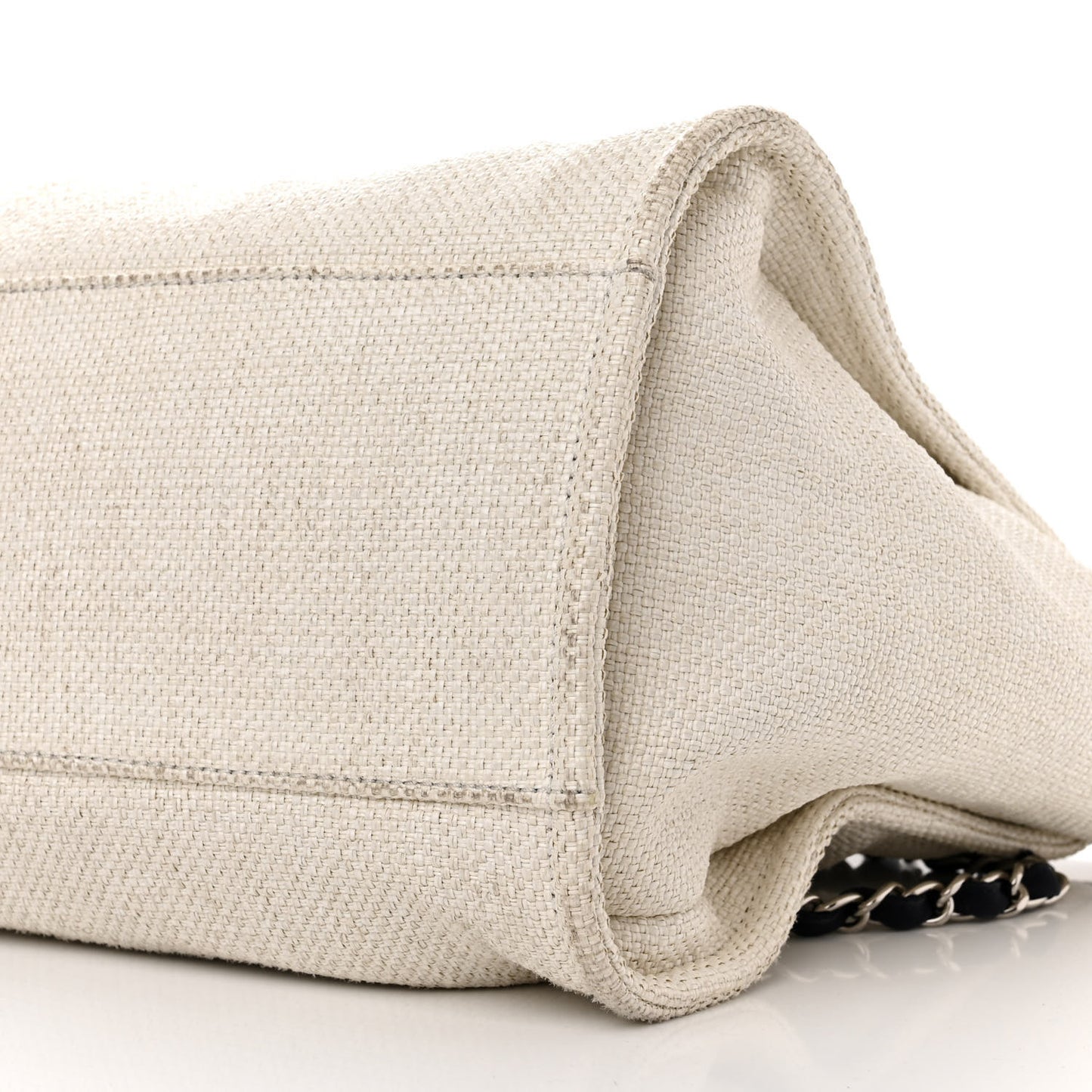 Woven Straw Raffia Medium Deauville Tote White Navy