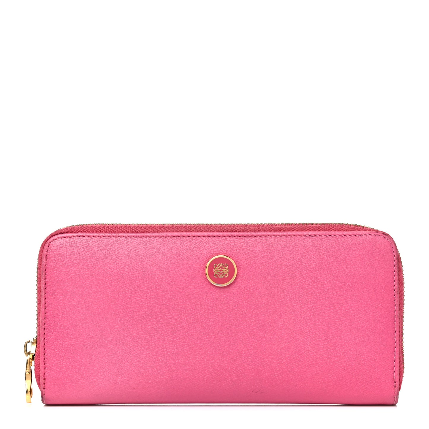 Calfskin Zip Around Wallet Pink