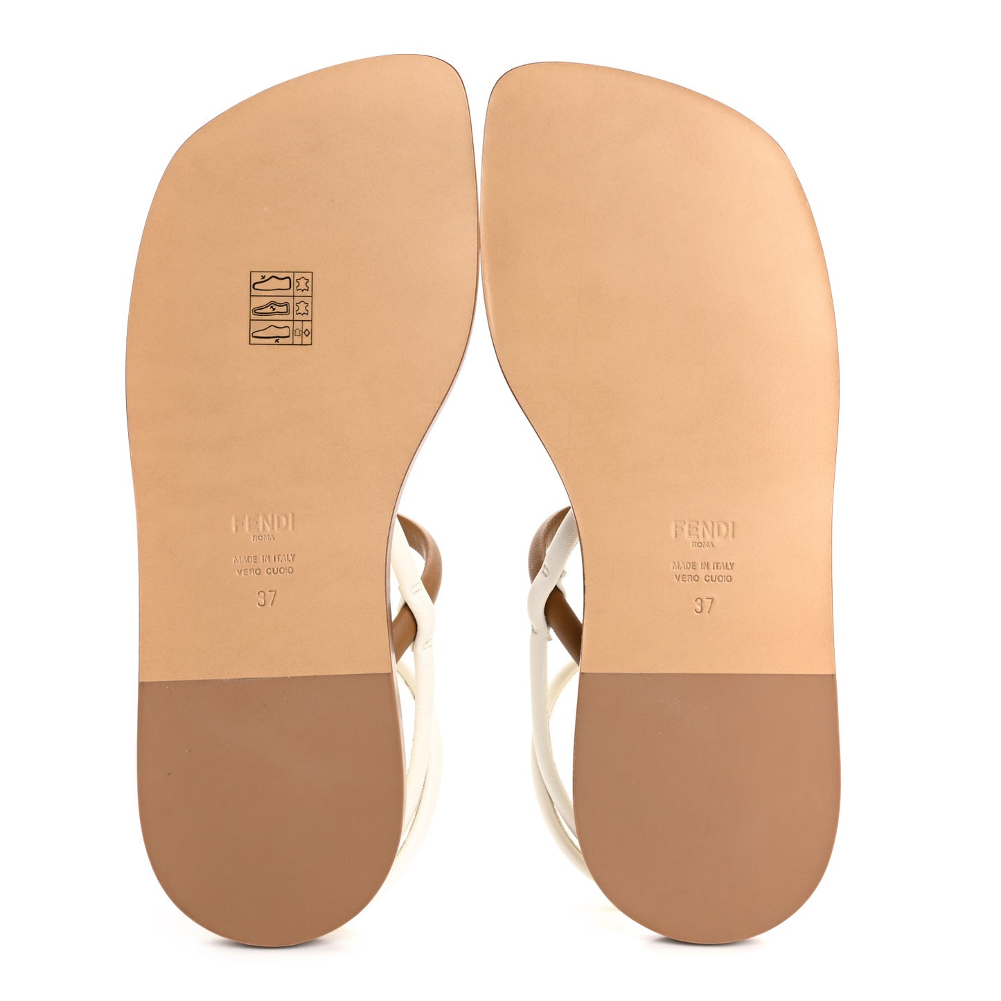 Nappa Fendi O'Lock Gladiator Flat Sandals 37 Semolina Sabbia White