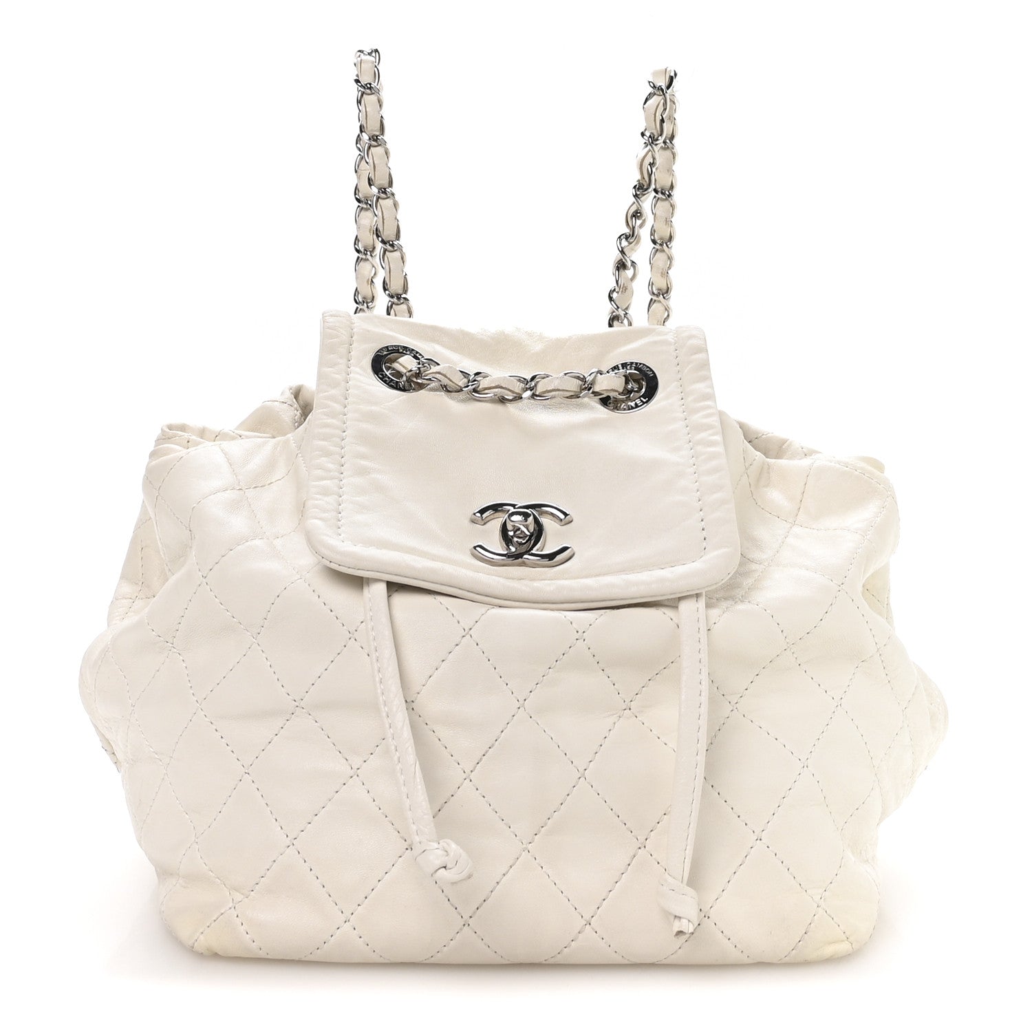 chanel white leather backpack Chanel Quilted Lambskin Classic Backpack