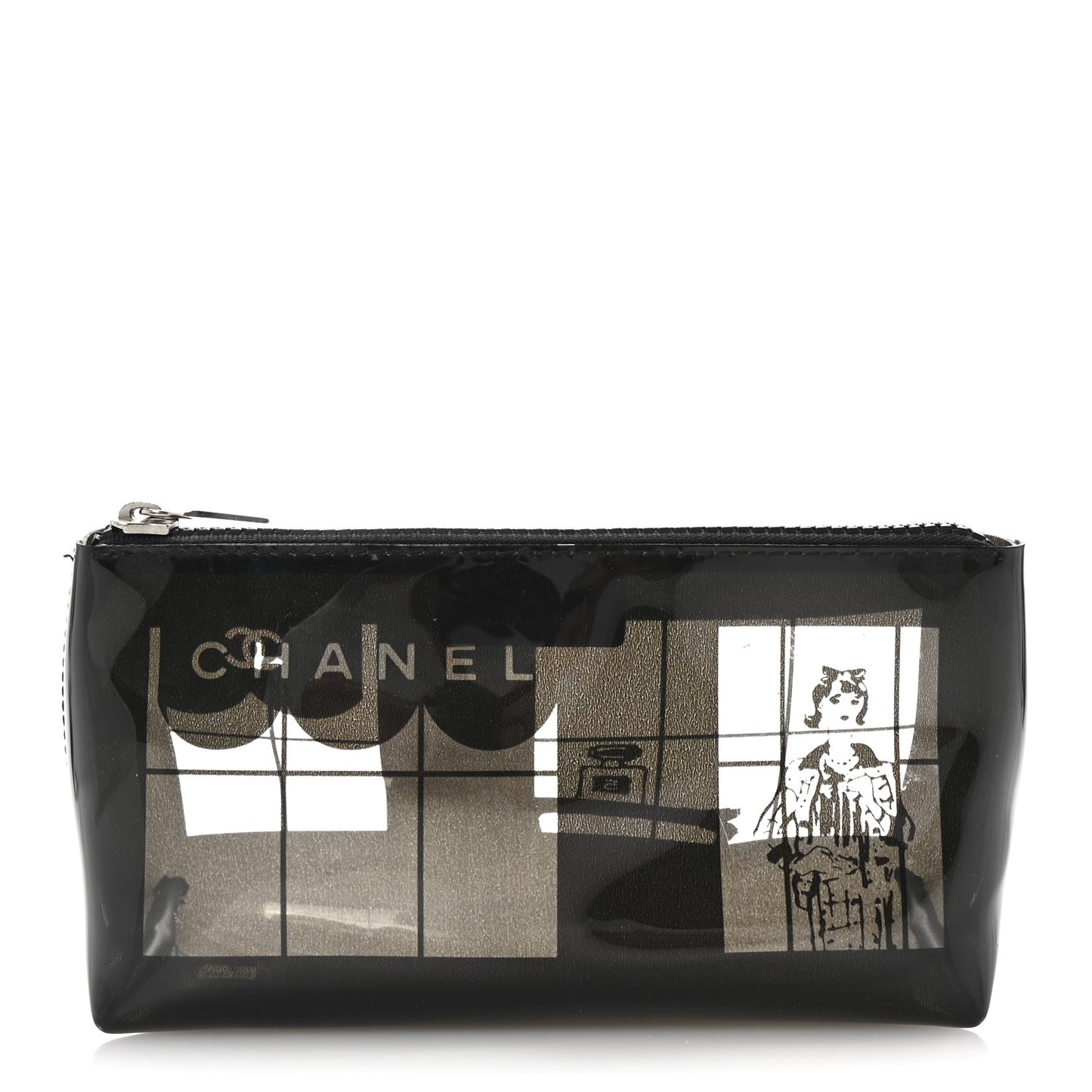 Vinyl Coco Window Cosmetic Pouch Black