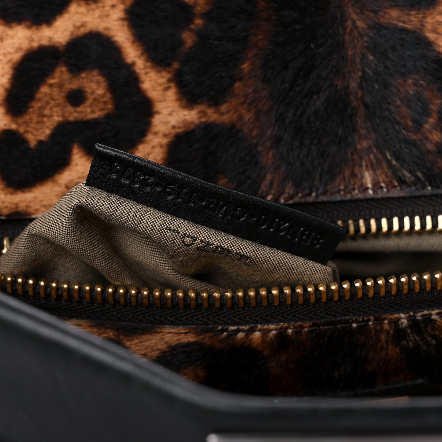 Calfskin Calf Hair Leopard Print Large Peekaboo Iconic Satchel Black
