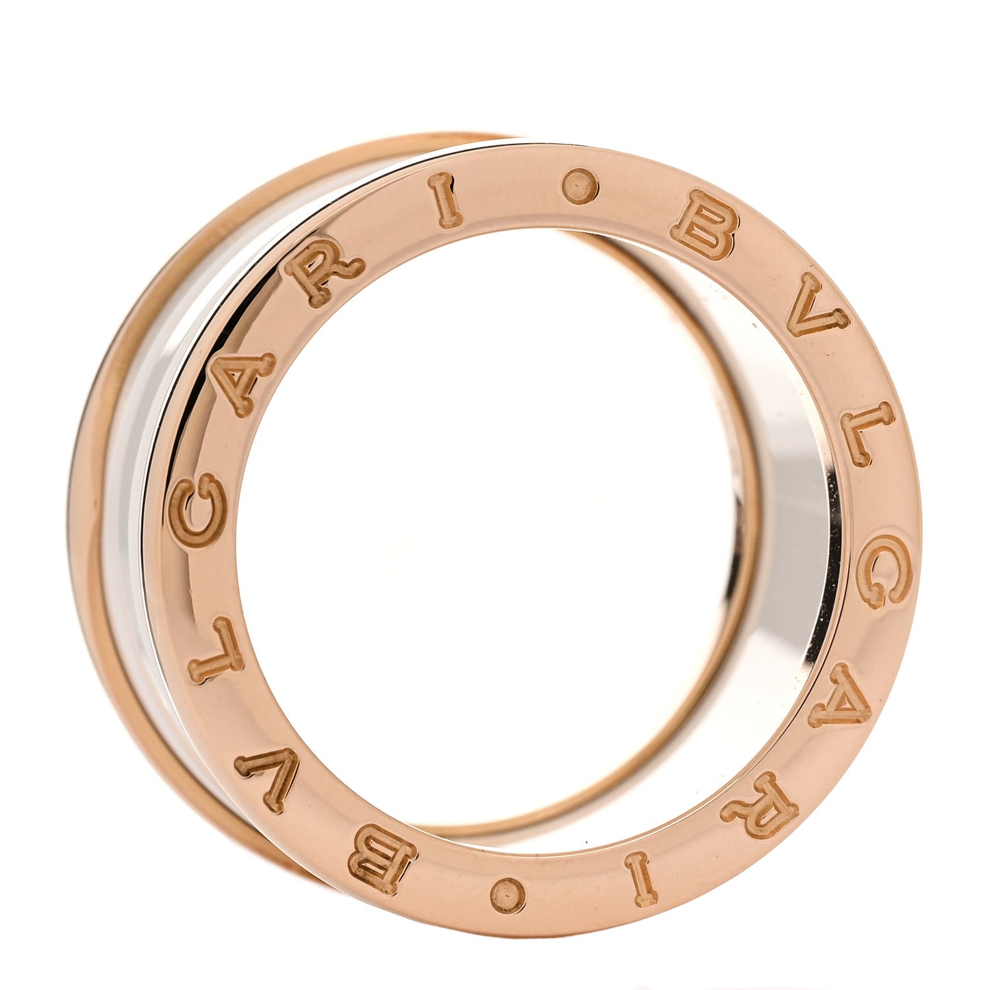 18K Rose Gold White Ceramic B.Zero1 Four-Band Ring 56 7.5