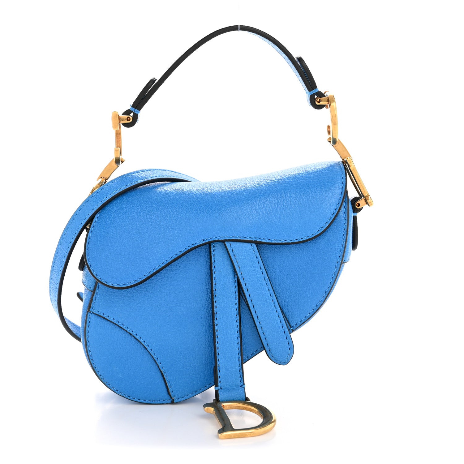Christian Dior Goatskin Micro Saddle Bag With Strap Blue 1814005