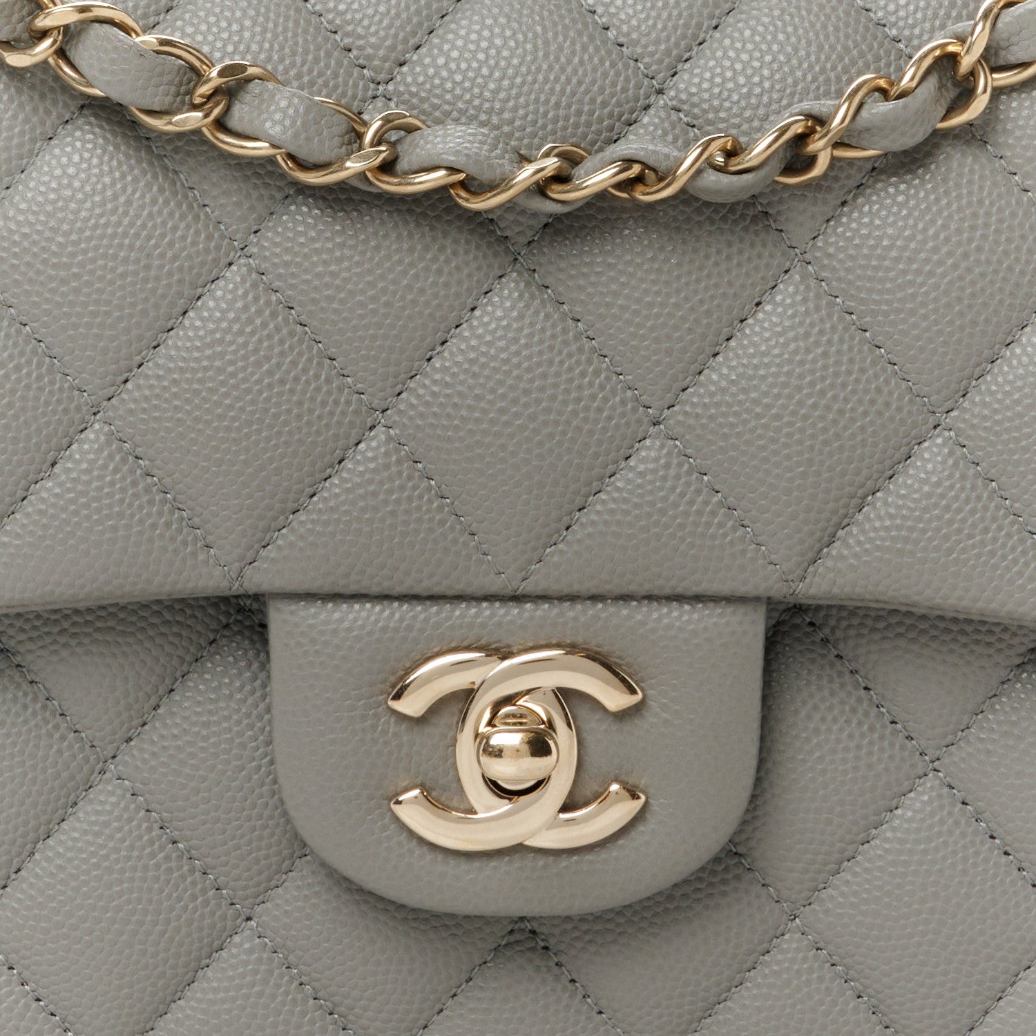 Chanel Caviar Quilted Medium Double Flap Grey 8 of 10
