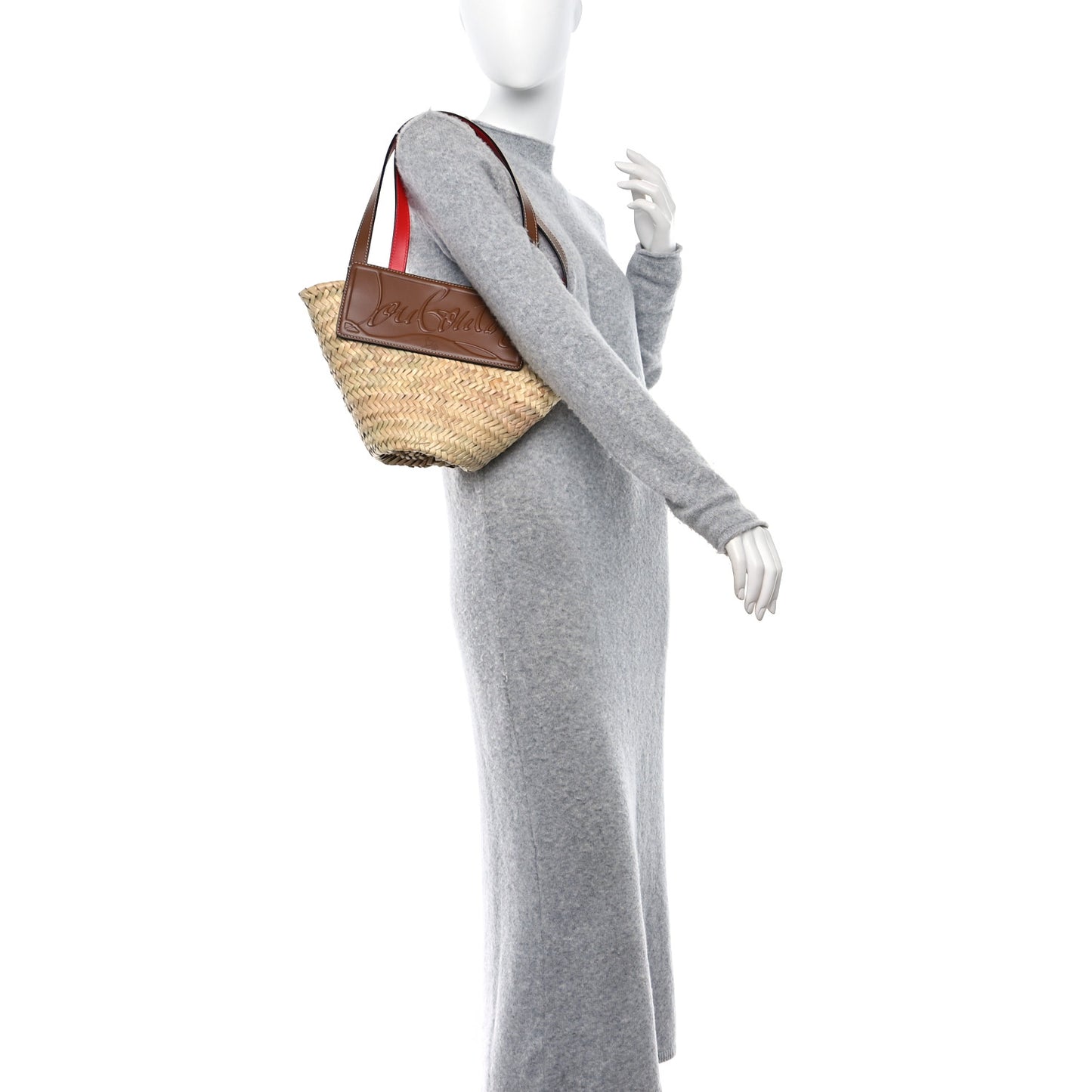 Woven Straw Small Loubishore Tote Beige