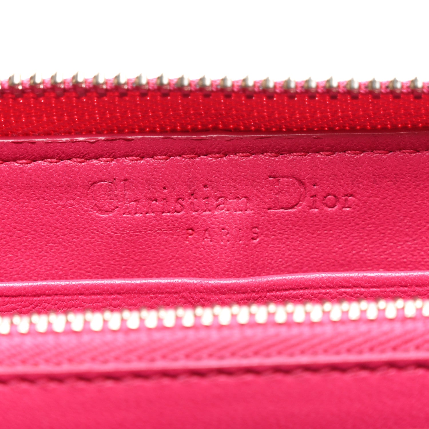 Christian Dior Lambskin Cannage Lady Dior Zip Wallet Fuchsia 6 of 9