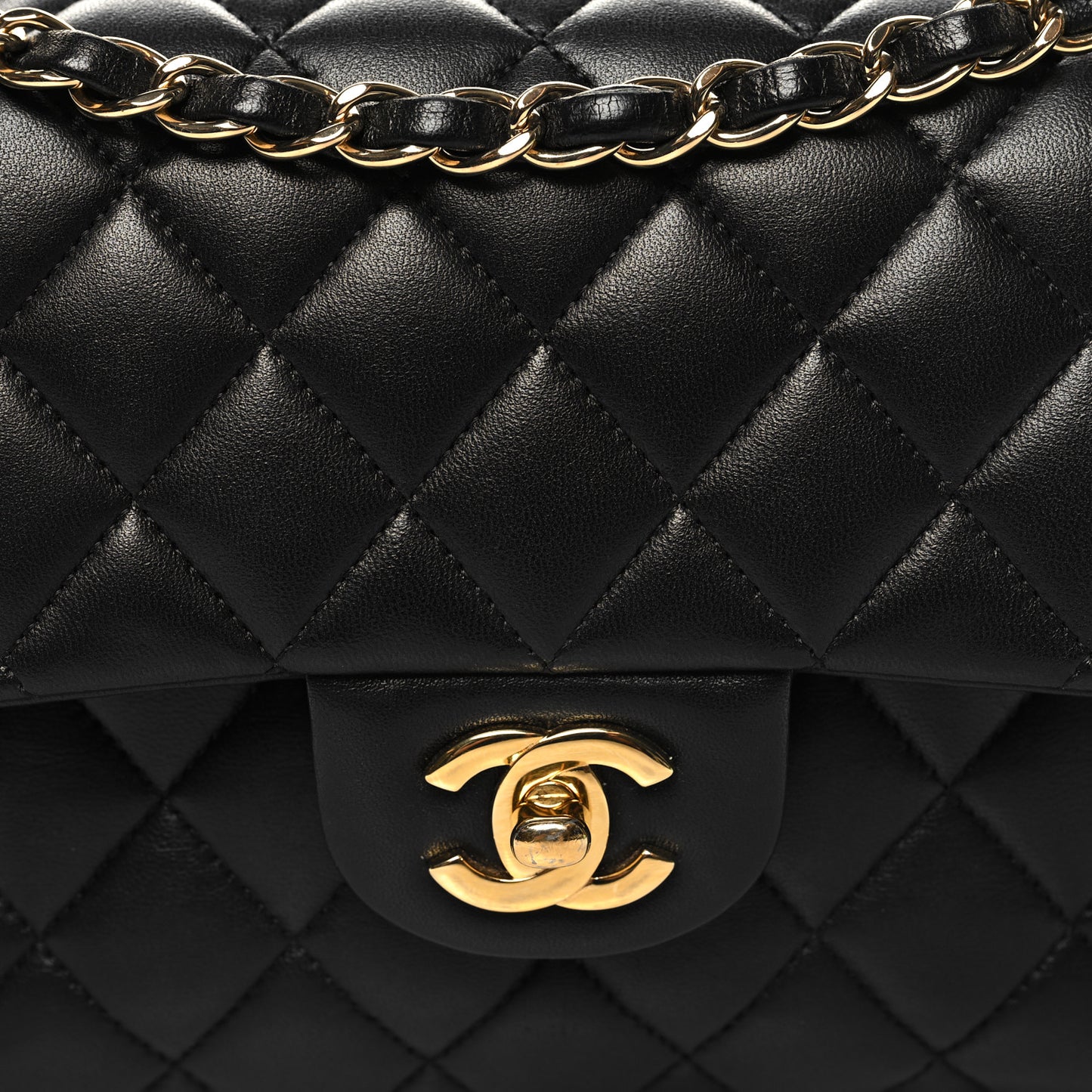 Lambskin Quilted Small Double Flap Black
