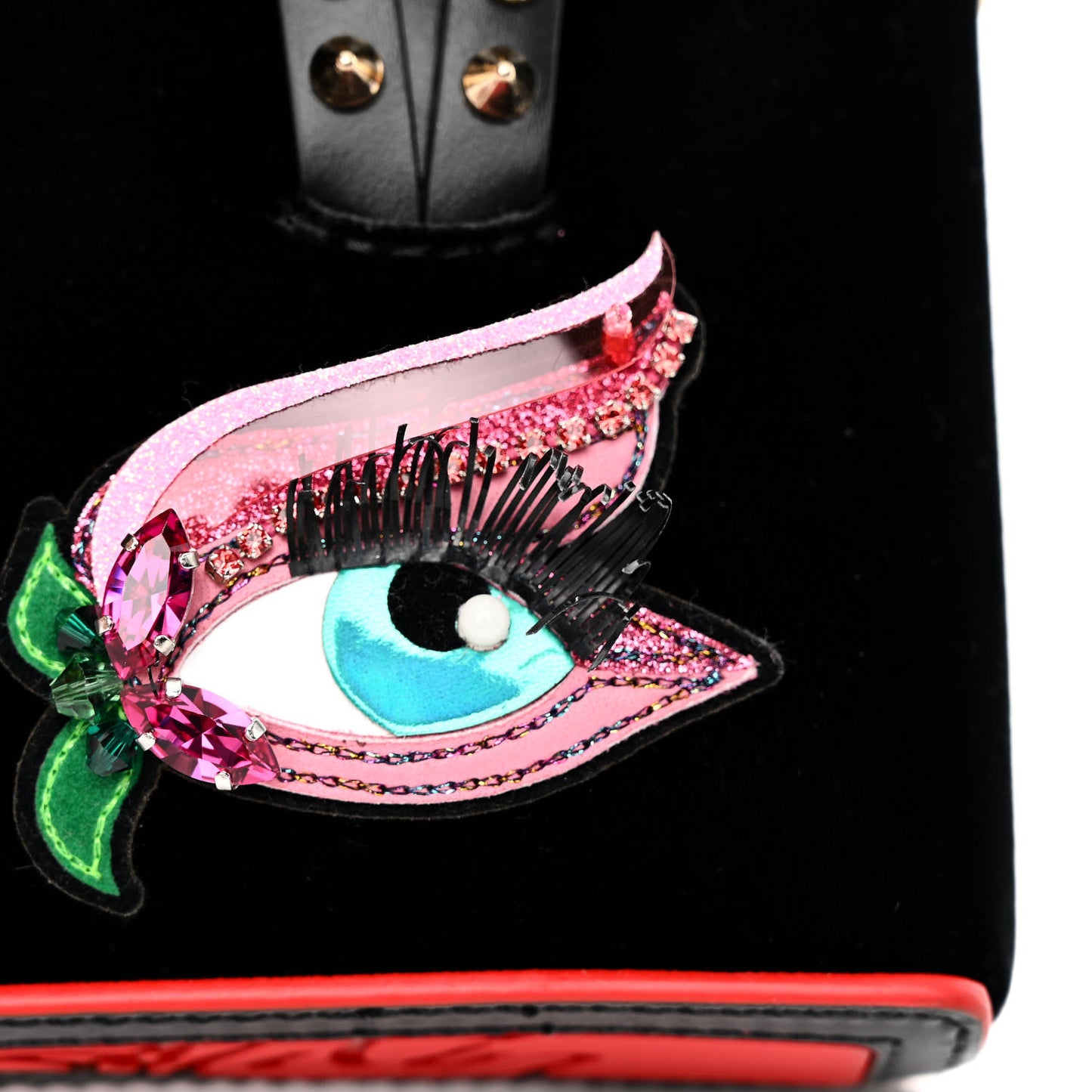 Velour Eyelet Nano Cabata Tote Black Multicolor