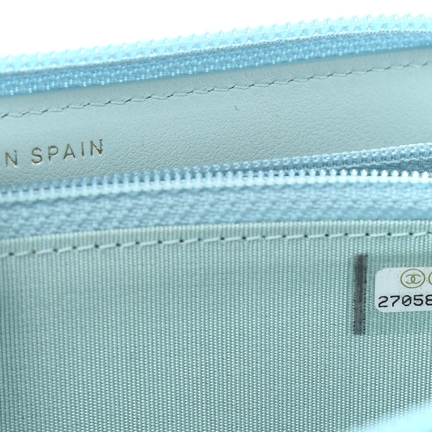 Caviar Quilted Small Boy Zip Around Wallet Light Blue