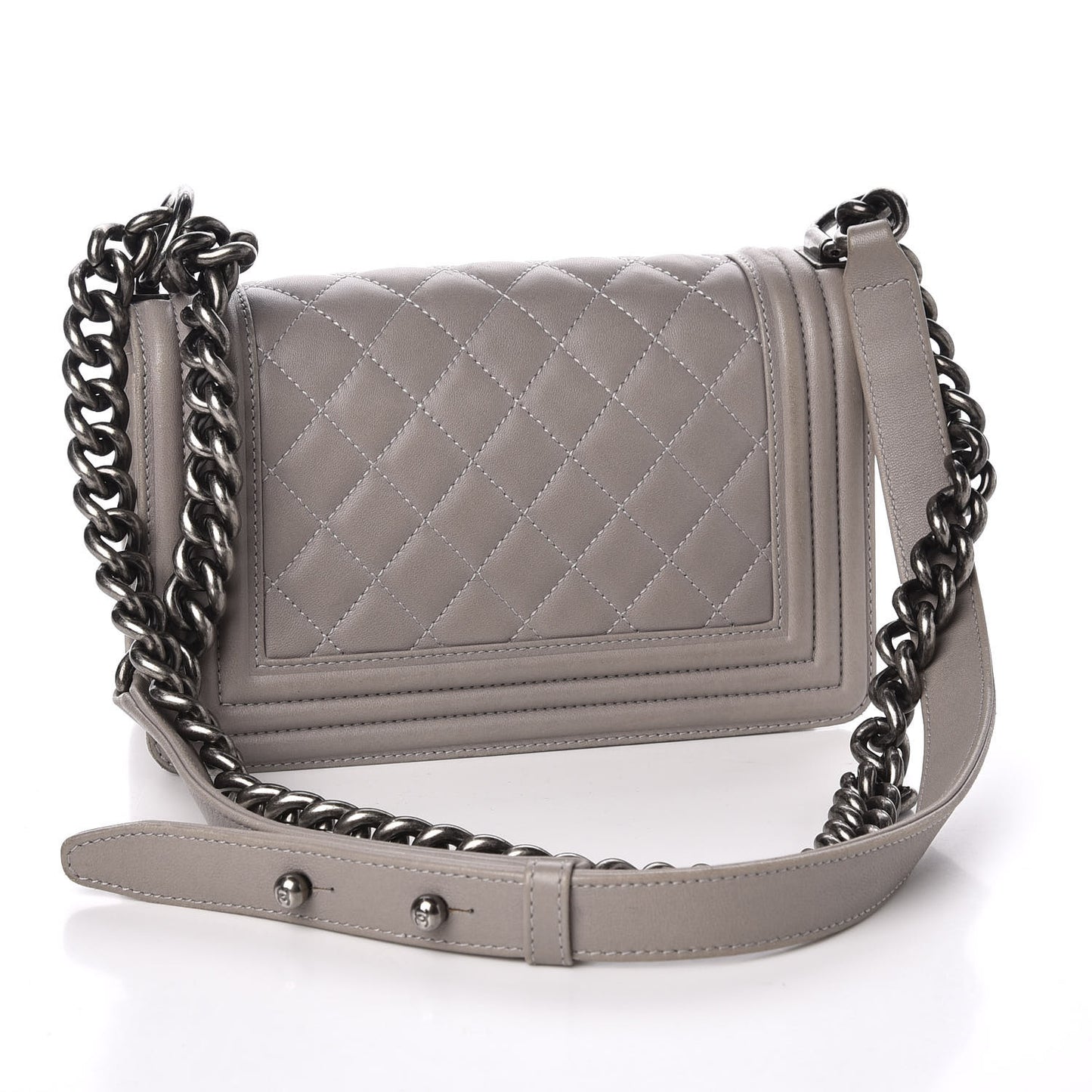 Calfskin Quilted Small Boy Flap Taupe
