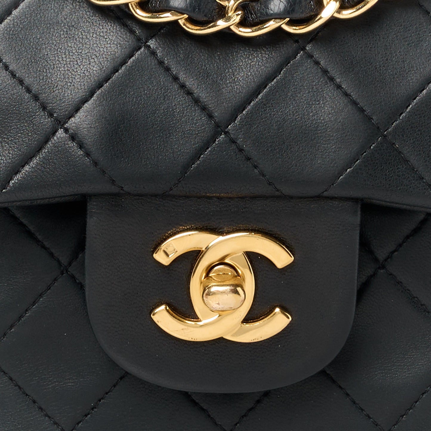 Lambskin Quilted Small Double Flap Black
