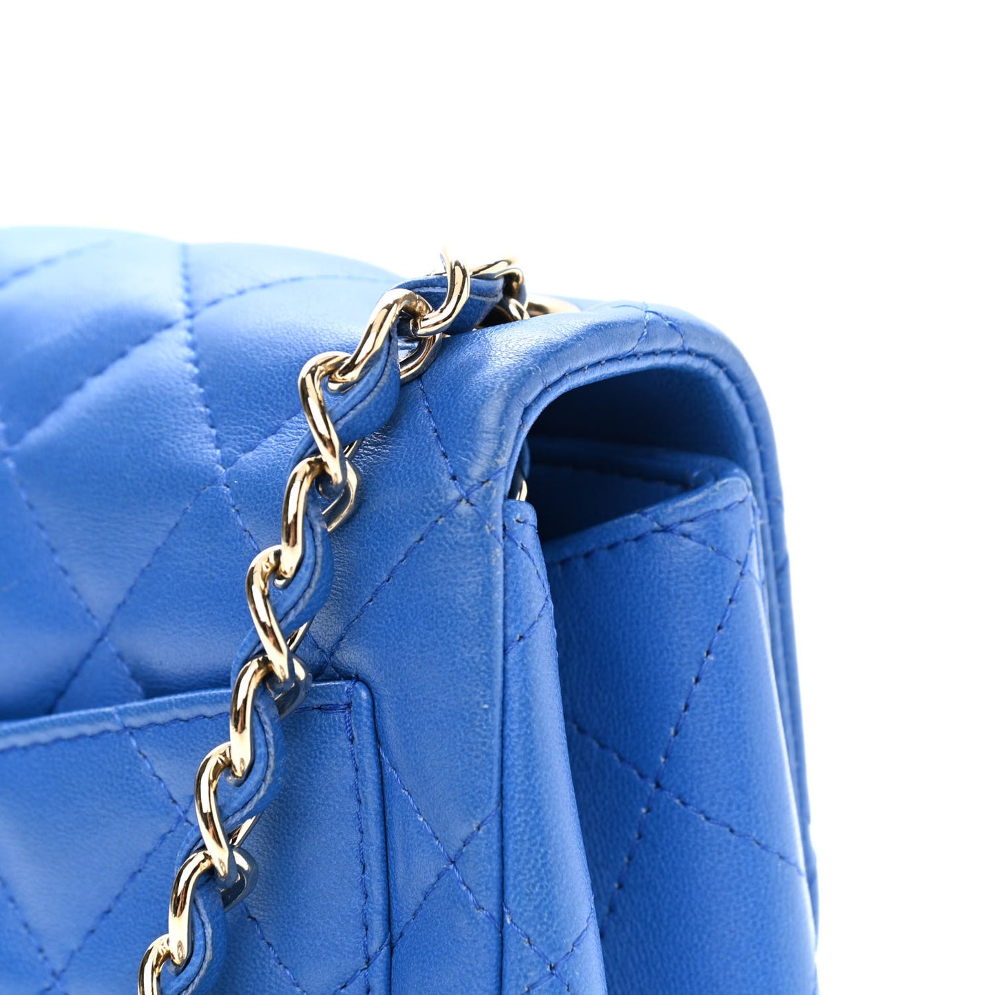 Lambskin Quilted Mini Square Flap Blue