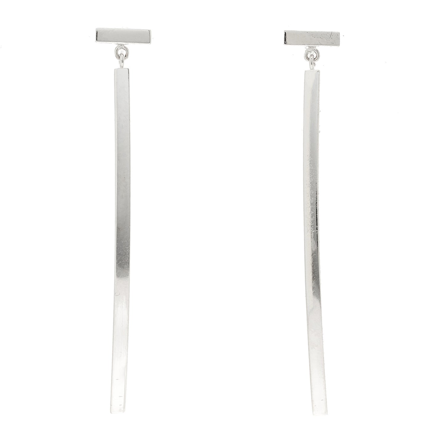 18K White Gold T Bar Earrings