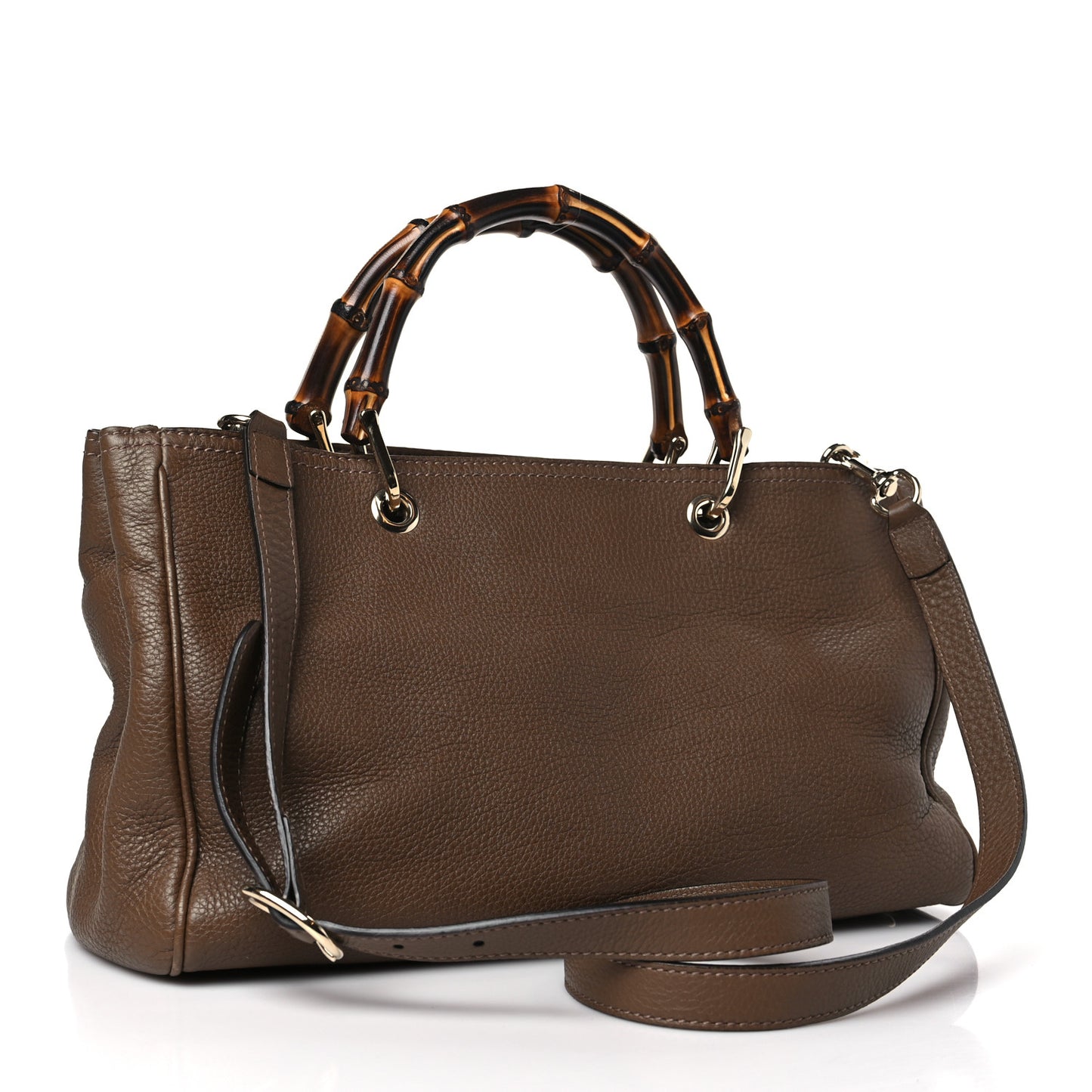 Pebbled Calfskin Medium Bamboo Shopper Tote Acero
