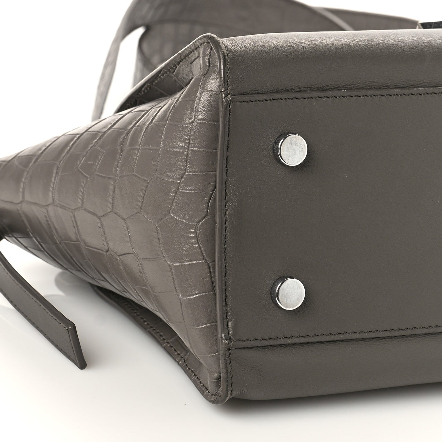 Smooth Calfskin Crocodile Embossed Baby Monogram Downtown Cabas Earth