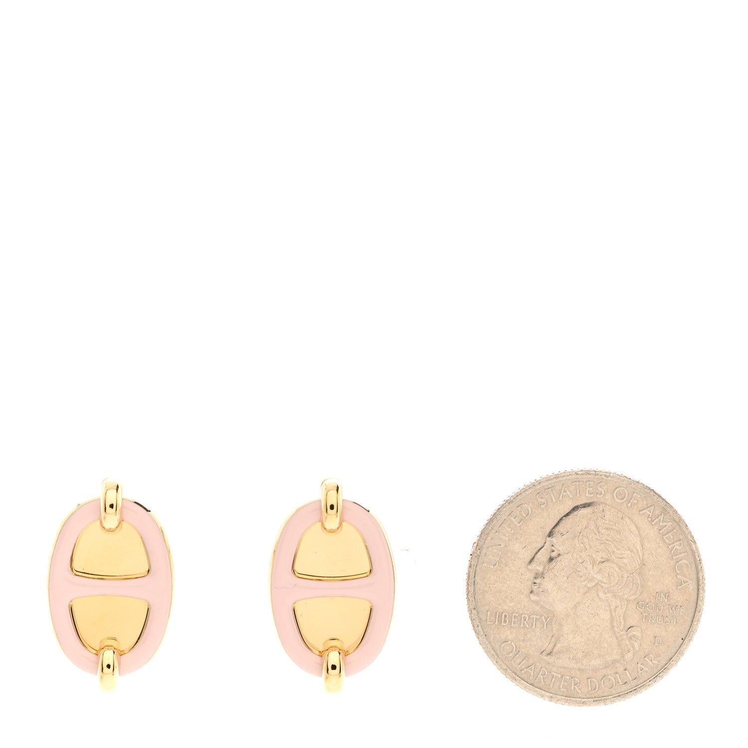 Hermes Enamel Mini Maillon Earrings Rose Candeur 2 of 5